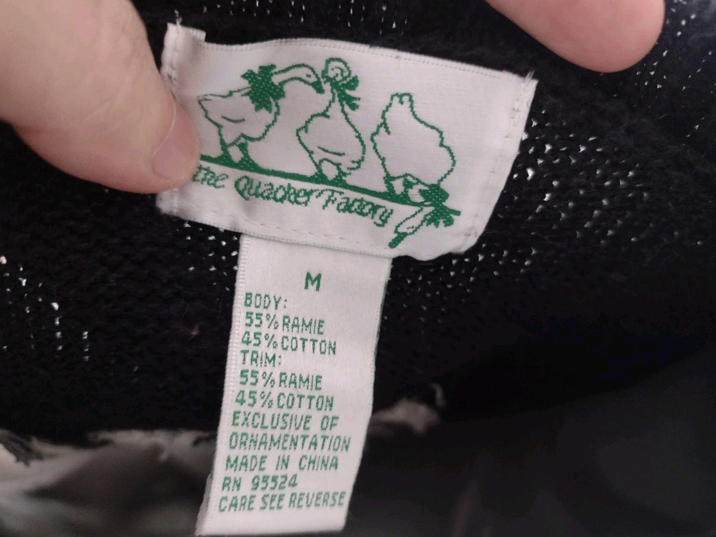 Rare Vintage Y2K Quacker Factory Daisy B Embroidered Black Sweater Sz M
