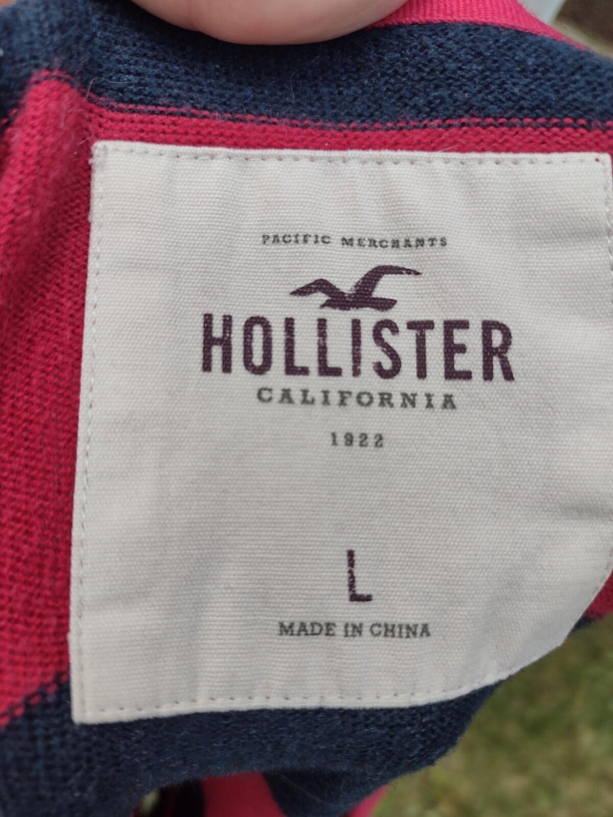 Hollister Striped V Neck Sweater Y2K Preppy Mall Goth Grunge Navy Red L