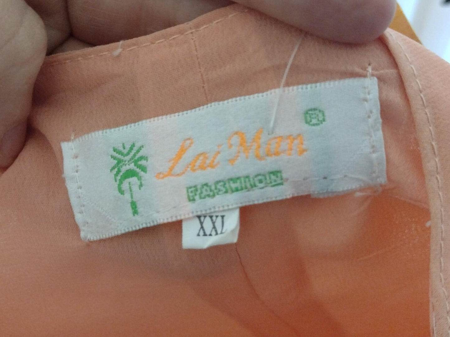 Lai Man Fashion Peach Embroidered Chiffon Tunic Dress Set XXL NWT Beaded