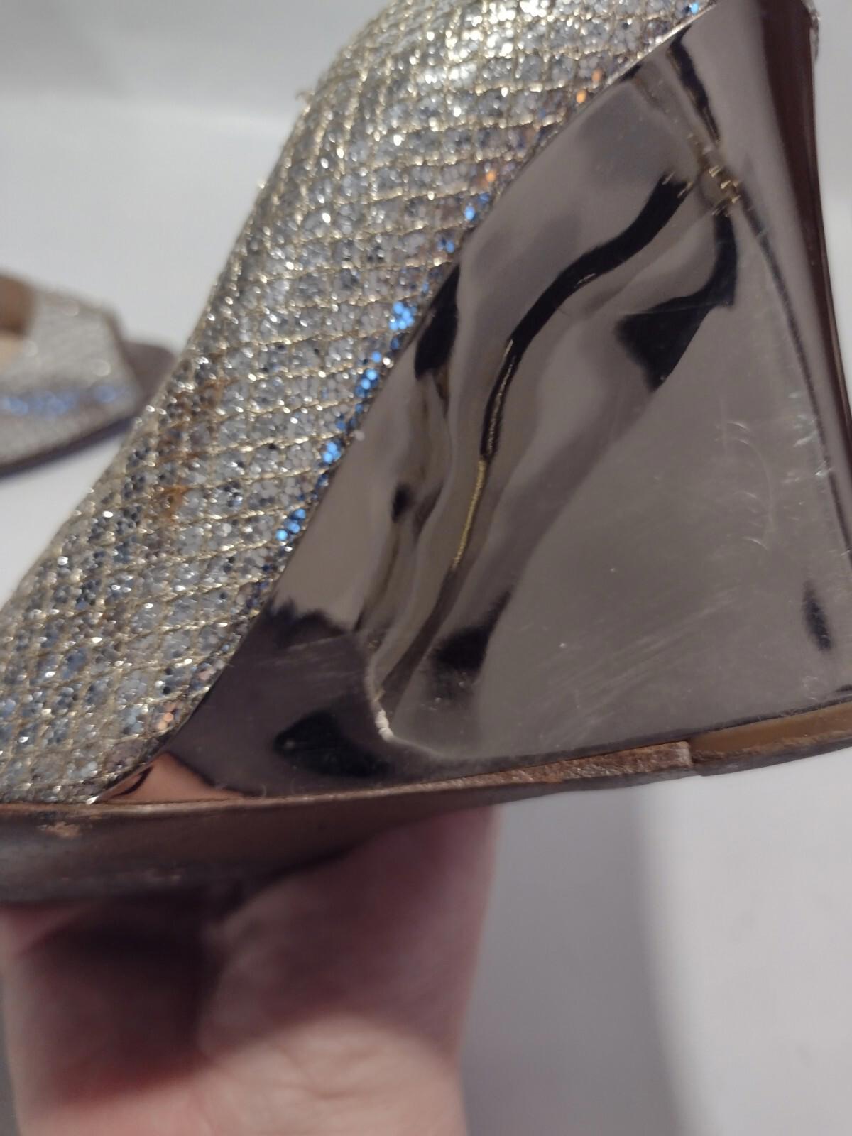 Vintage Jimmy Choo Mirror Sparkle Wedge Heels Sz 36 / 5.5