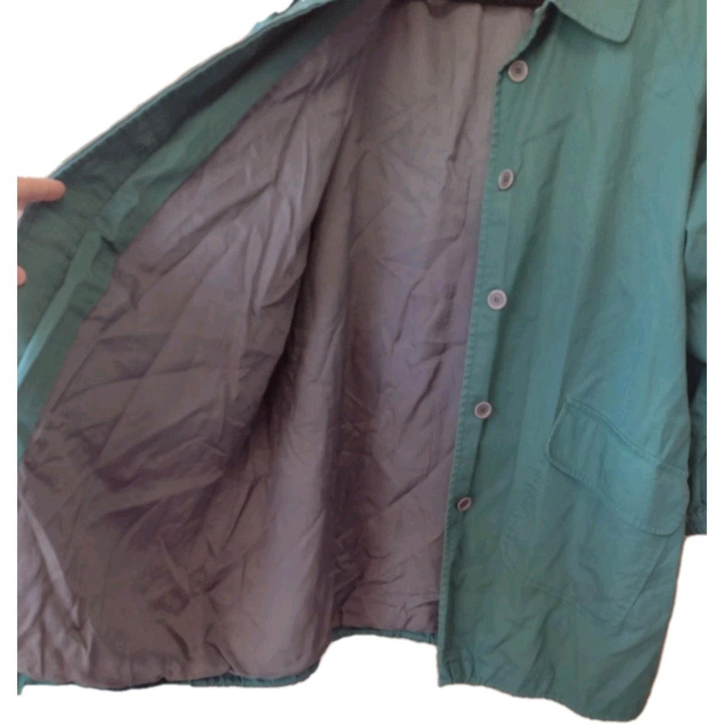 Vintage Apart Utility Jacket Wom L Green Cotton Blend Drawstring Satin Lined Y2k