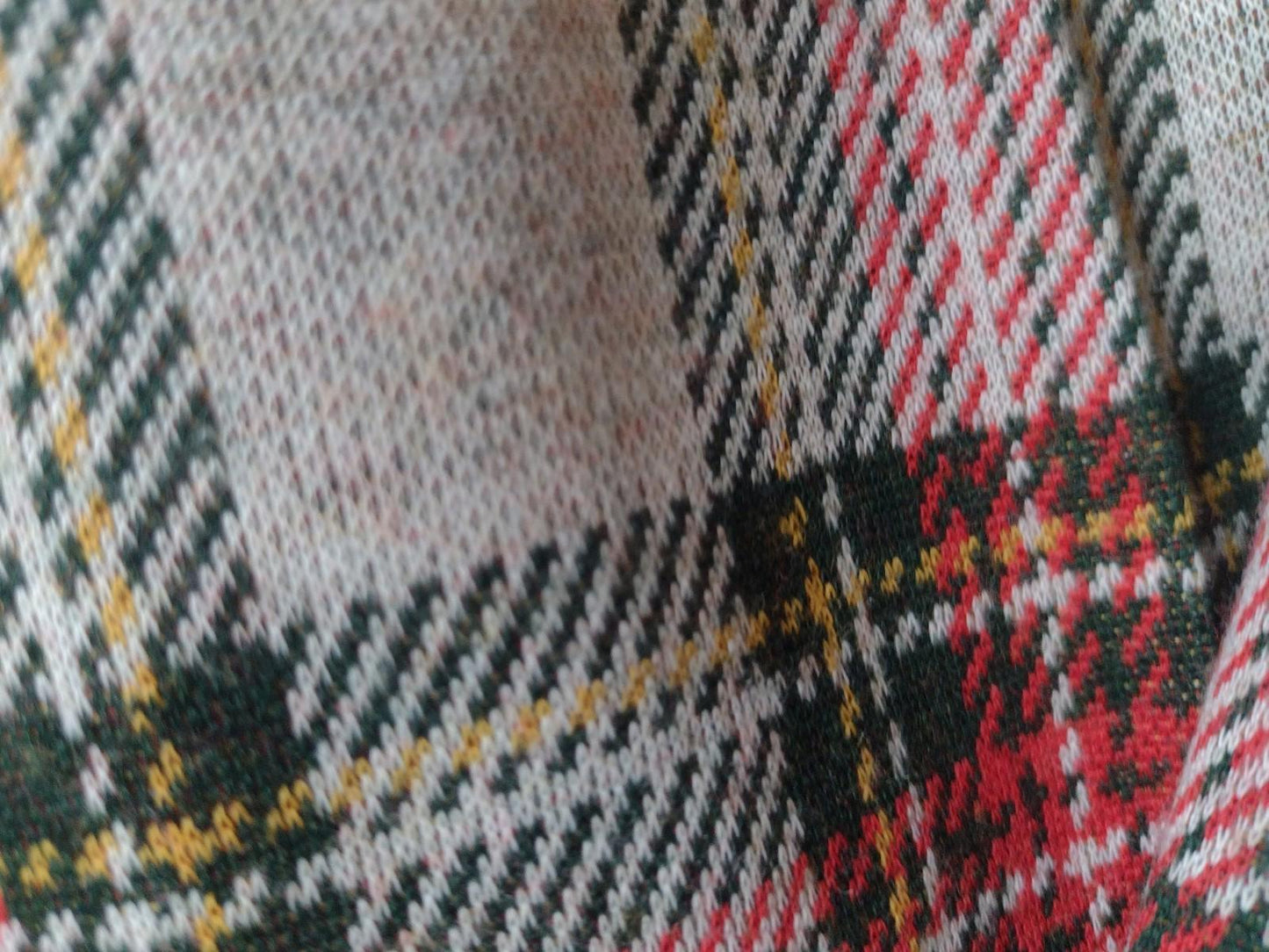 Vintage 70s Plaid Double Knit Wide Leg Pants Elastic Waist Red Green Lounge