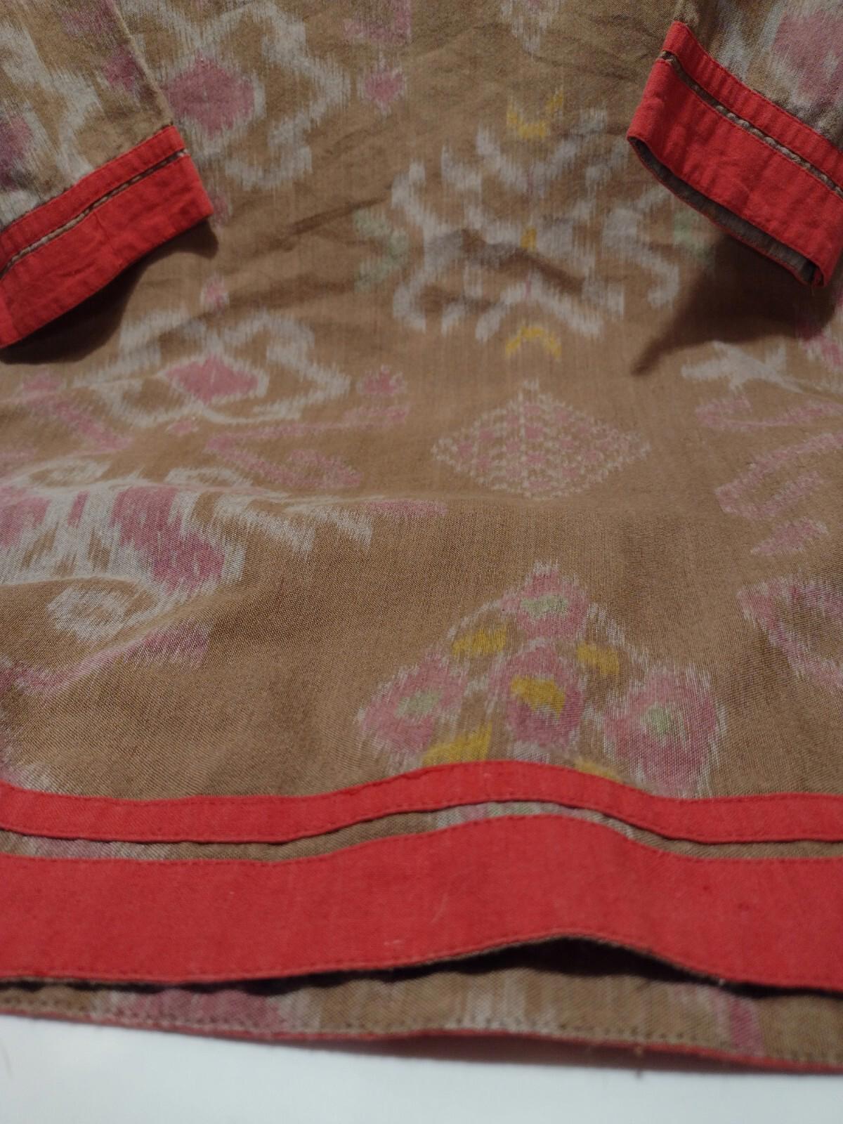 Sheridan French Brown And Fuchsia Dress Sz M Ikat Pattern Cotton Breathable