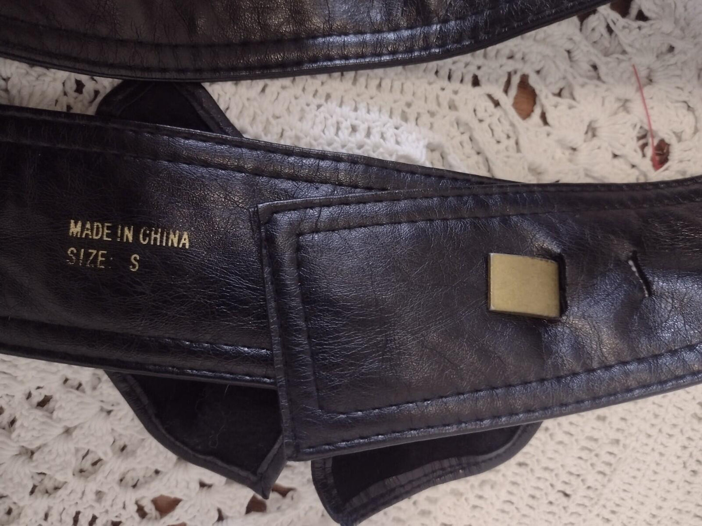 Vintage Black Faux Leather Bow Clutch & Matching Belt Set 80s 90s Evening