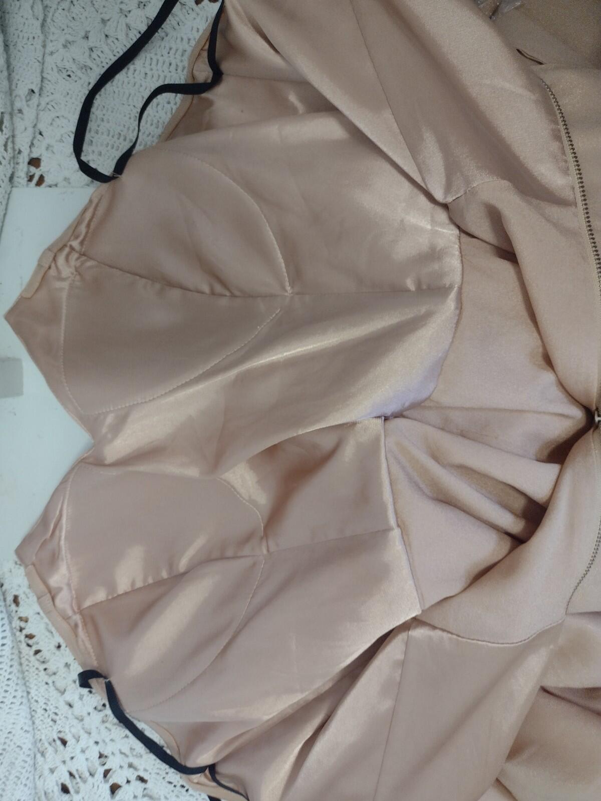 NWT bebe Natalie Foil Blush Detachable Straps Jumpsuit Tie Front / Back Waist 12