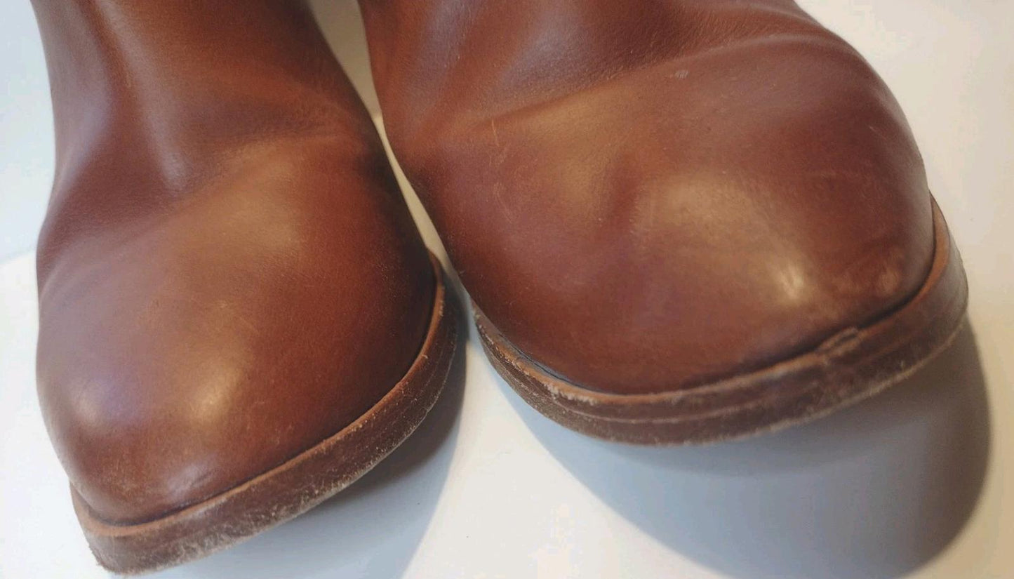 NISOLO Dari Commuter Boots Brown LeatherBlock Heel Almond Toe Ankle Women’s Sz 8