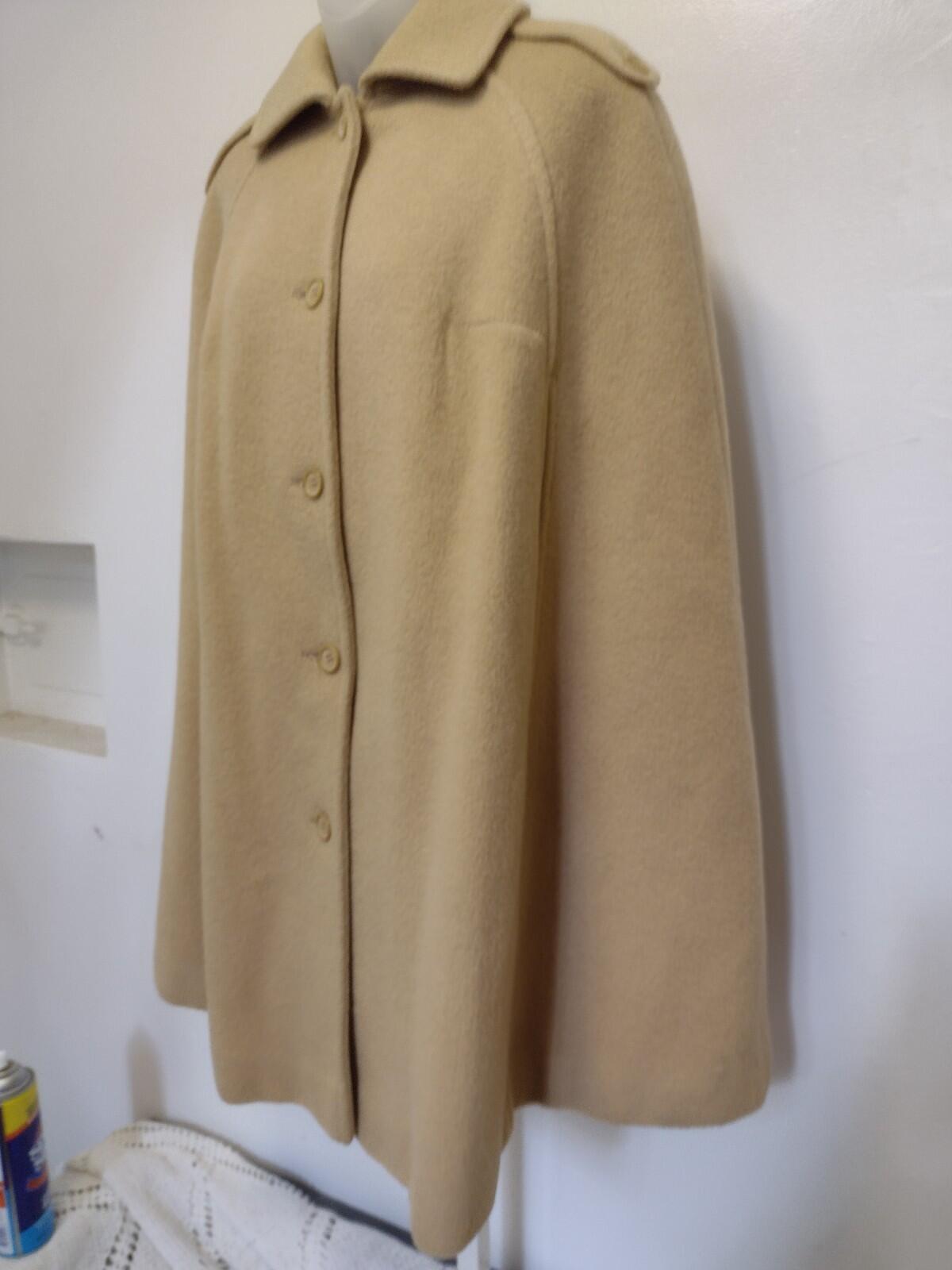 VTG 70s Pendleton 100% Virgin Wool Camel Cape Coat Arm Slits Satin Lined Sz 14