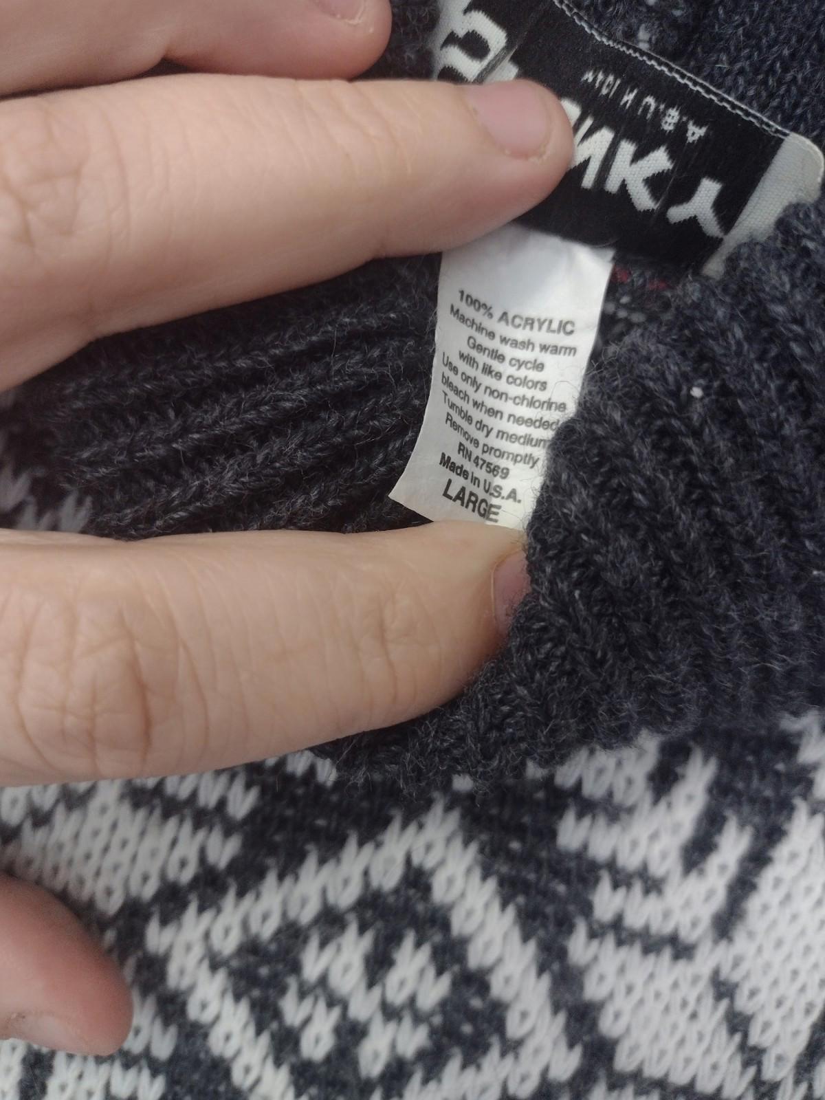 Vintage SPUNKY Brand Fair Isle Sweater Turtleneck Sz L Women's Gray White