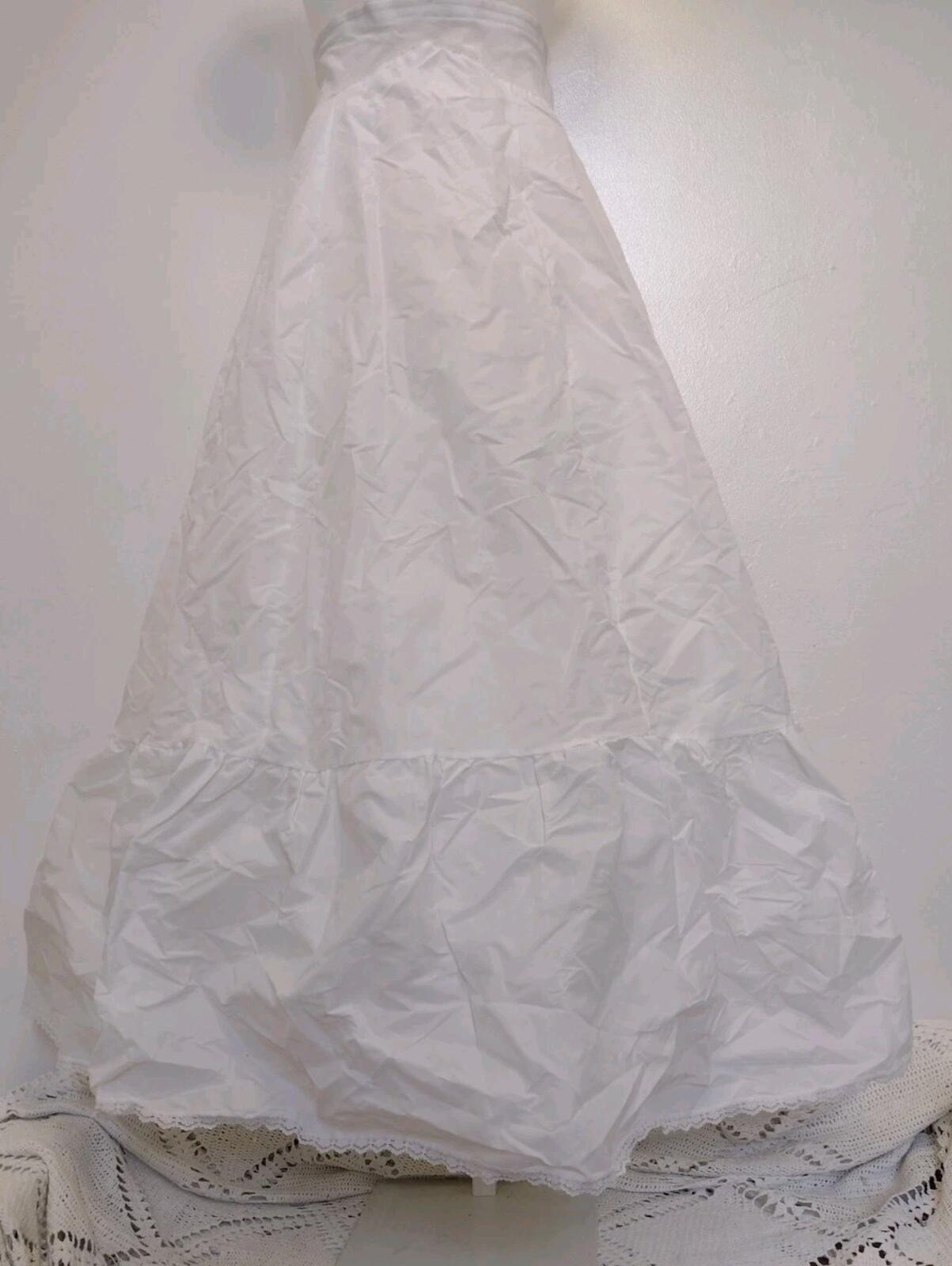 Vintage 50s Ele‑Sue Full Length Nylon Petticoat Slip White Tiered Net Size 10