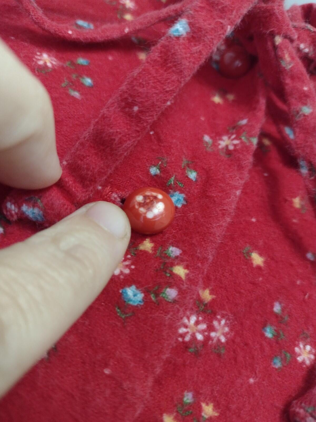 VTG 70s Avon Fashions Red Floral Prairie Dress flannel 7/8