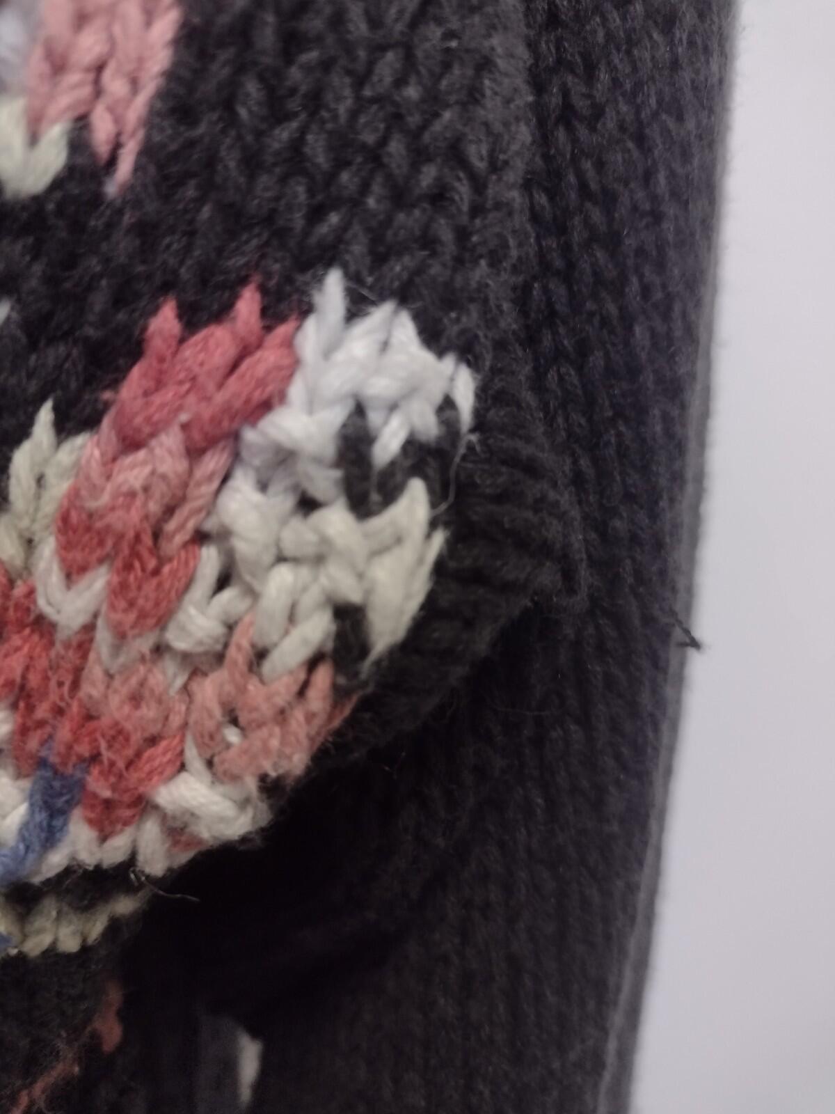 Vintage 80s Celina Yang Floral Intarsia Ramie Cotton Sweater L Hong Kong Knit