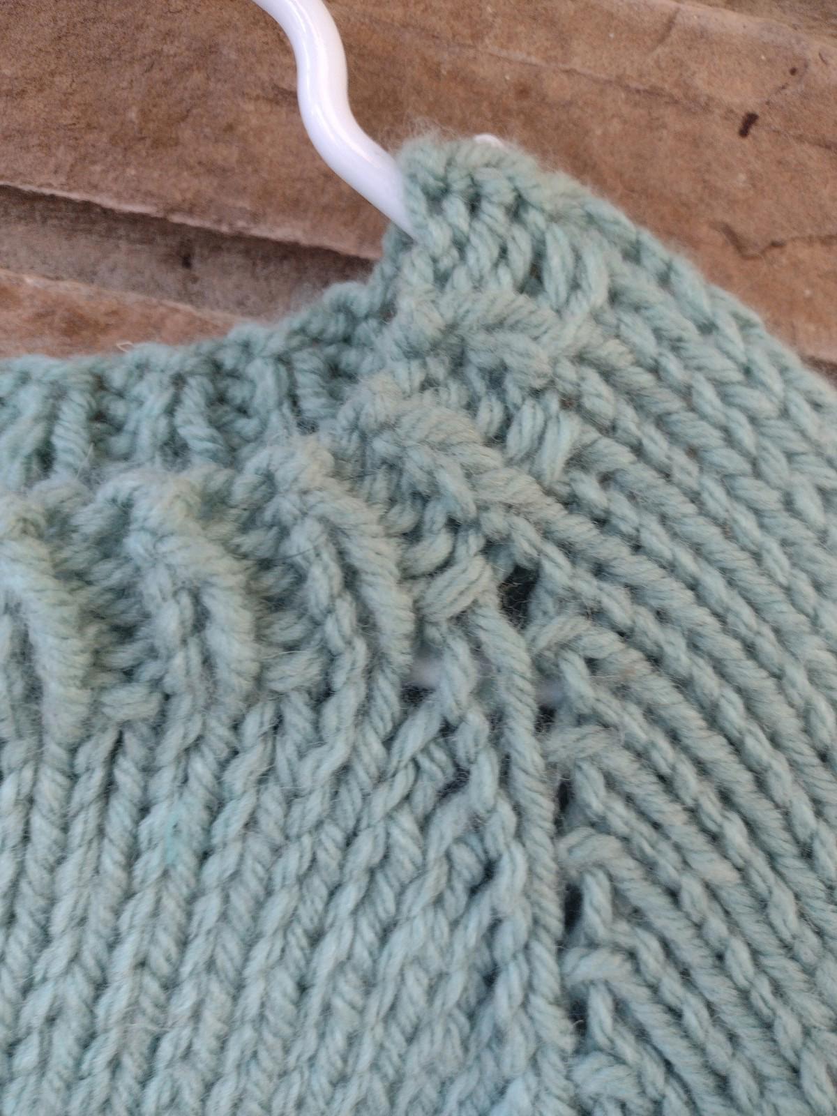 Handmade Wool Blend Green Sweater w/ Pink Heart Elbow Patches Boat Neck M/L