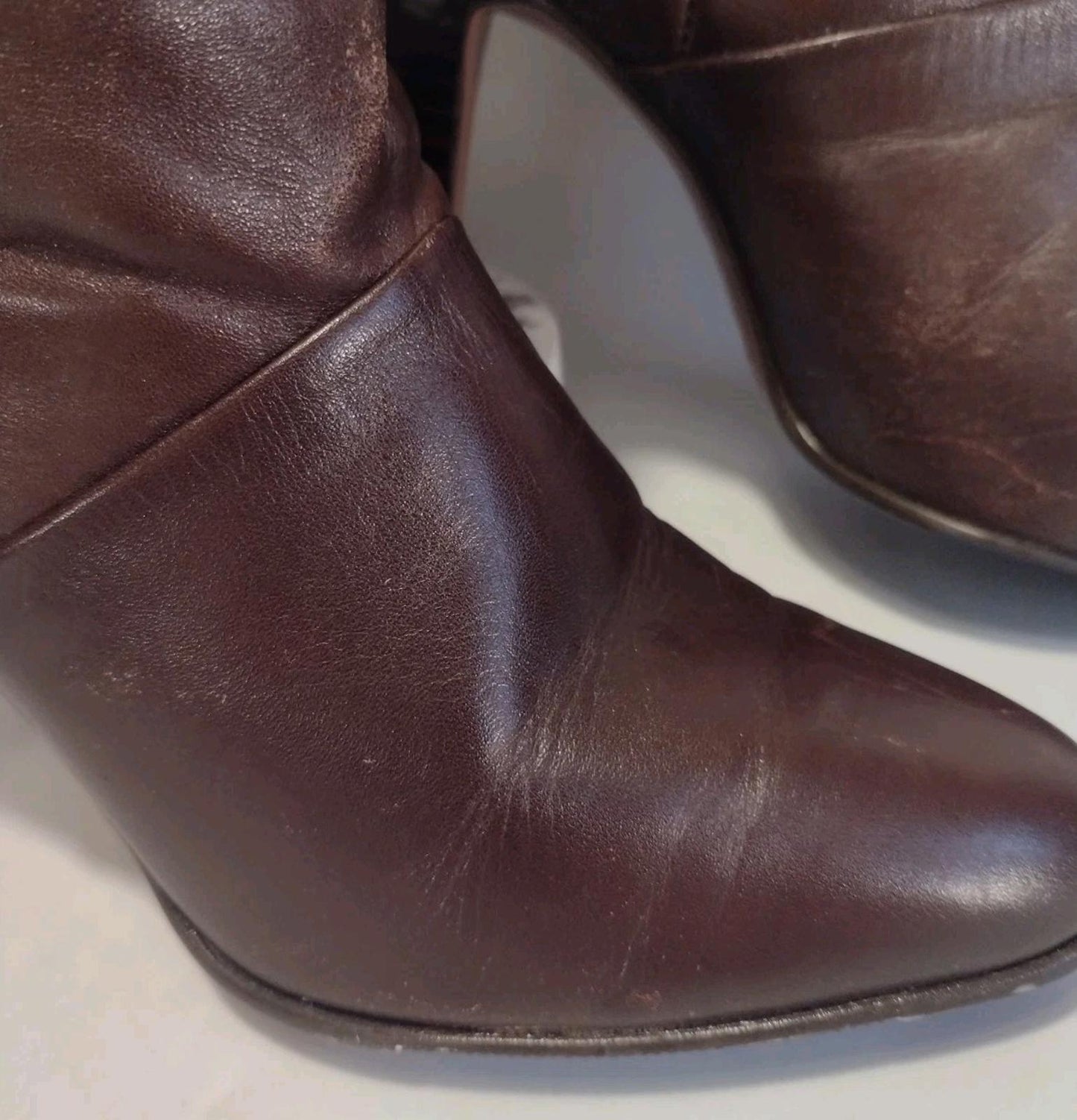 Vintage 70s Selby Brown Leather Zip Boots 7.5M | Talon Zip | Sculptural Heel