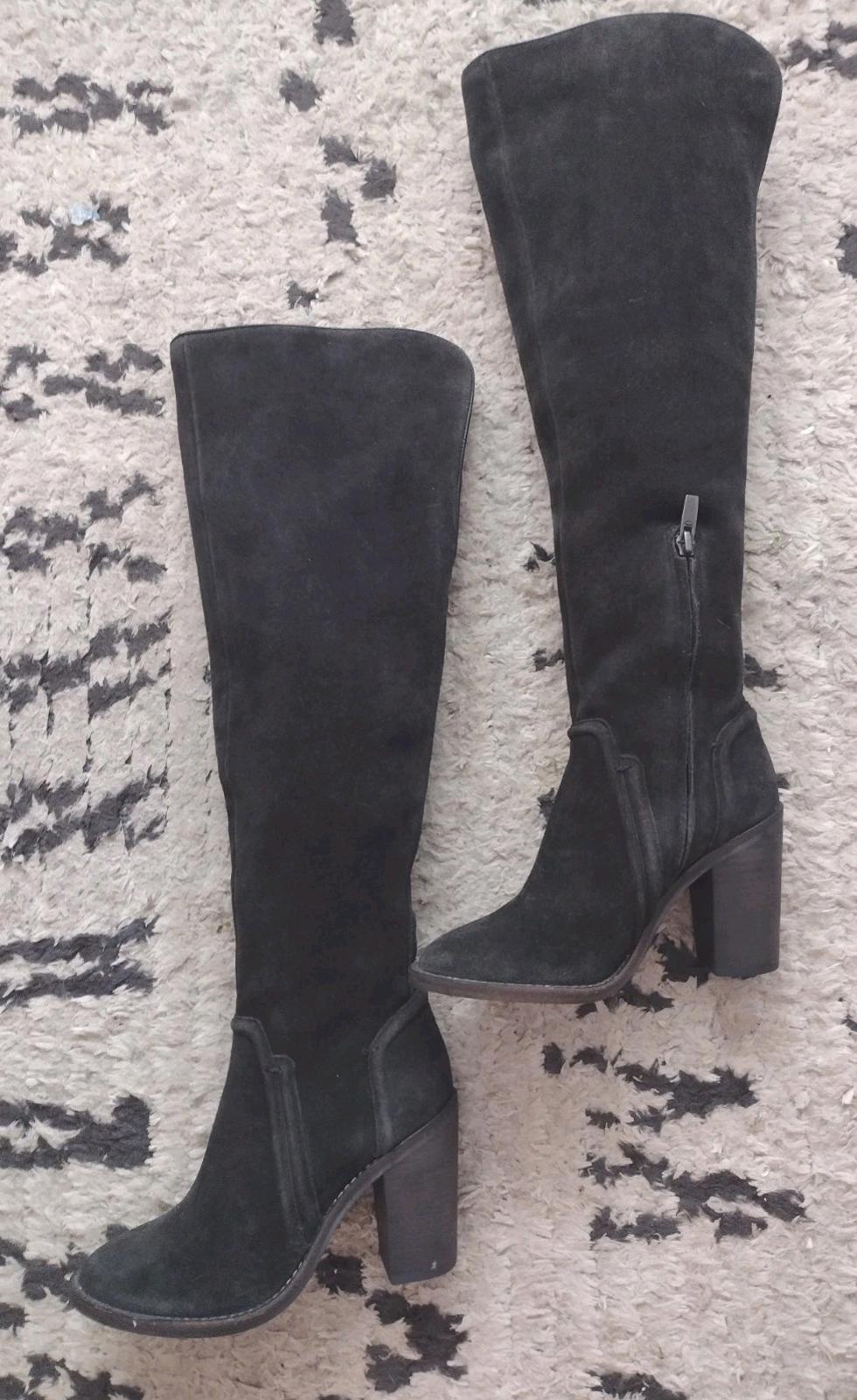 Vince Camuto Melaya Knee High Boot Off Black Suede Size 5.5 M Fits Like 6