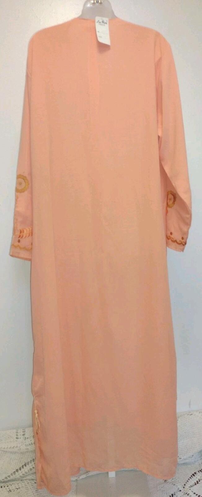 Lai Man Fashion Peach Embroidered Chiffon Tunic Dress Set XXL NWT Beaded