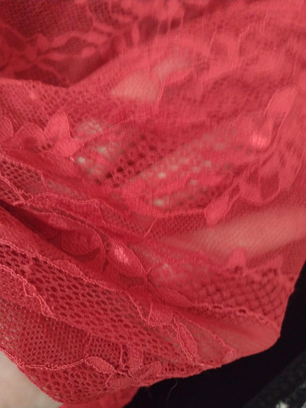 Red Stretch Lace Maxi Mermaid Dress Sheer Rear Shaping Sz L