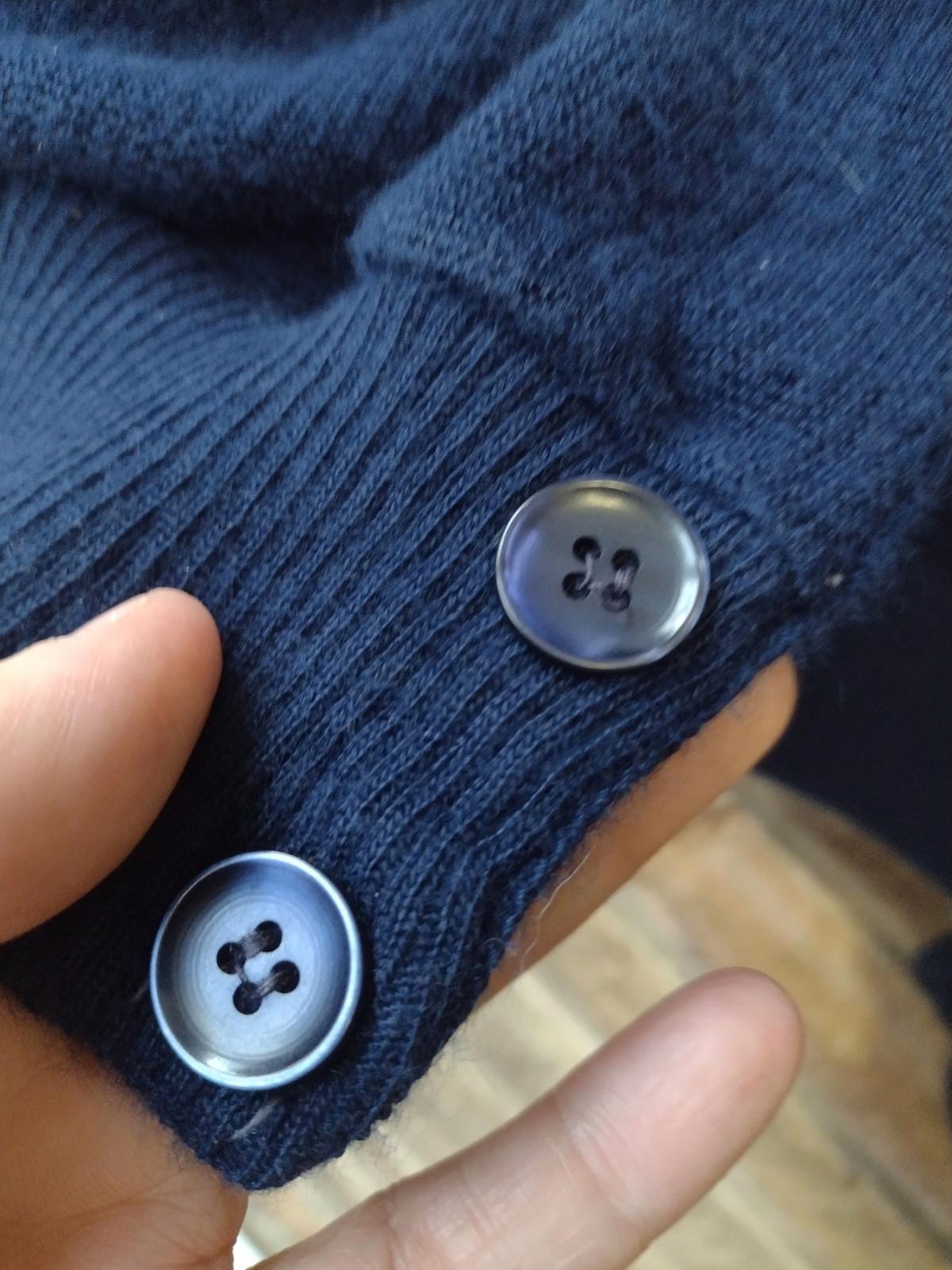 Vintage 50s 60s Men’s Navy Wool Cardigan Sweater V‑Neck Button Front M/L
