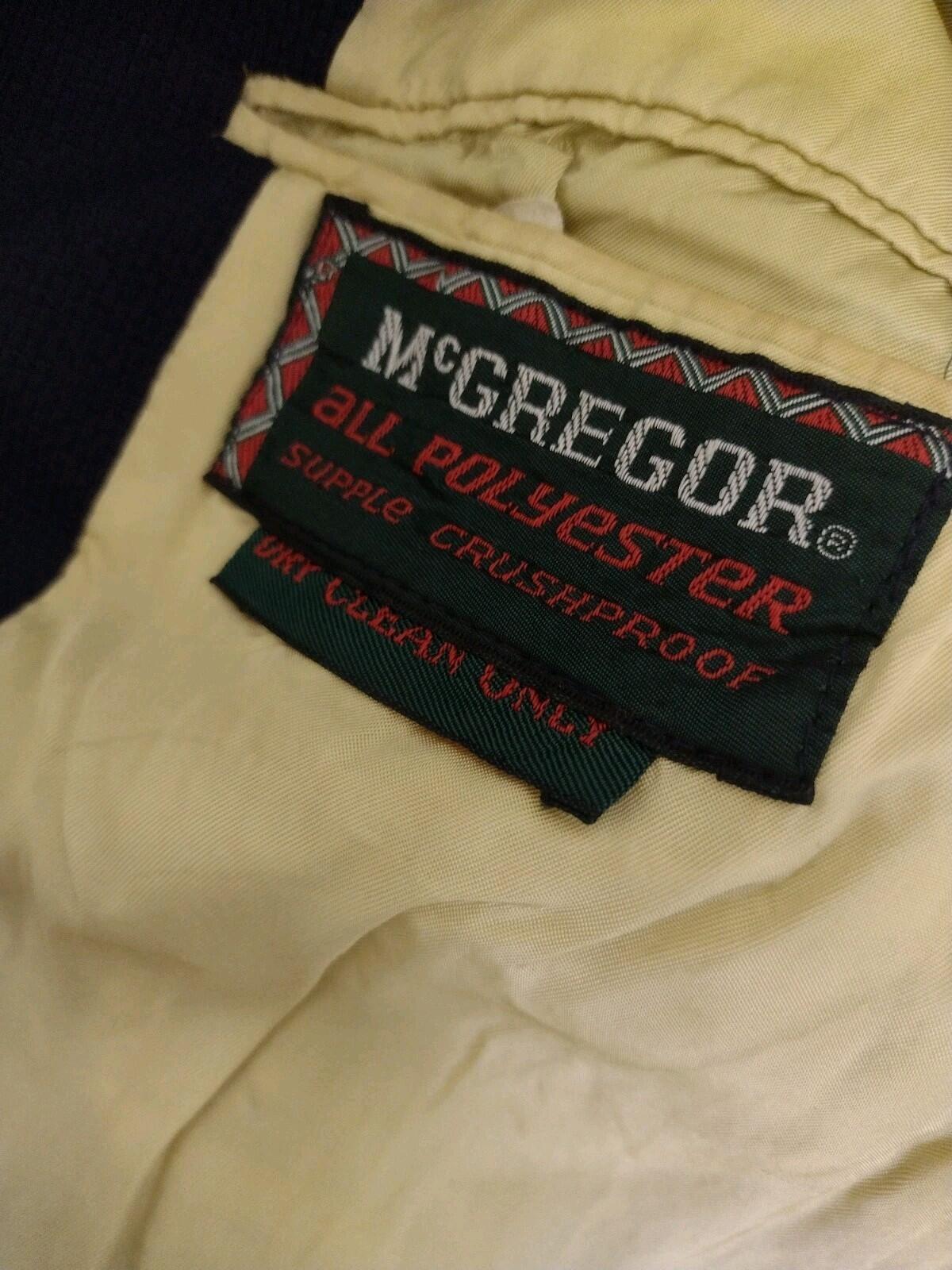 VTG 60s McGregor Navy Poly Blazer 2 Button Gold Crest 44R