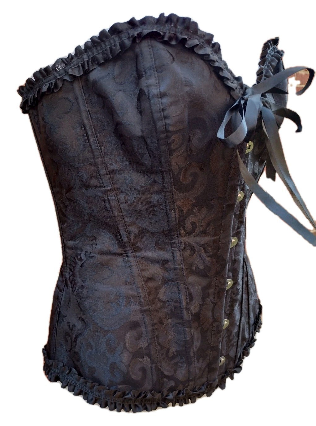 Overbust Corset Bustier M Gothic Steampunk Baroque Jacquard Lace Up Boned