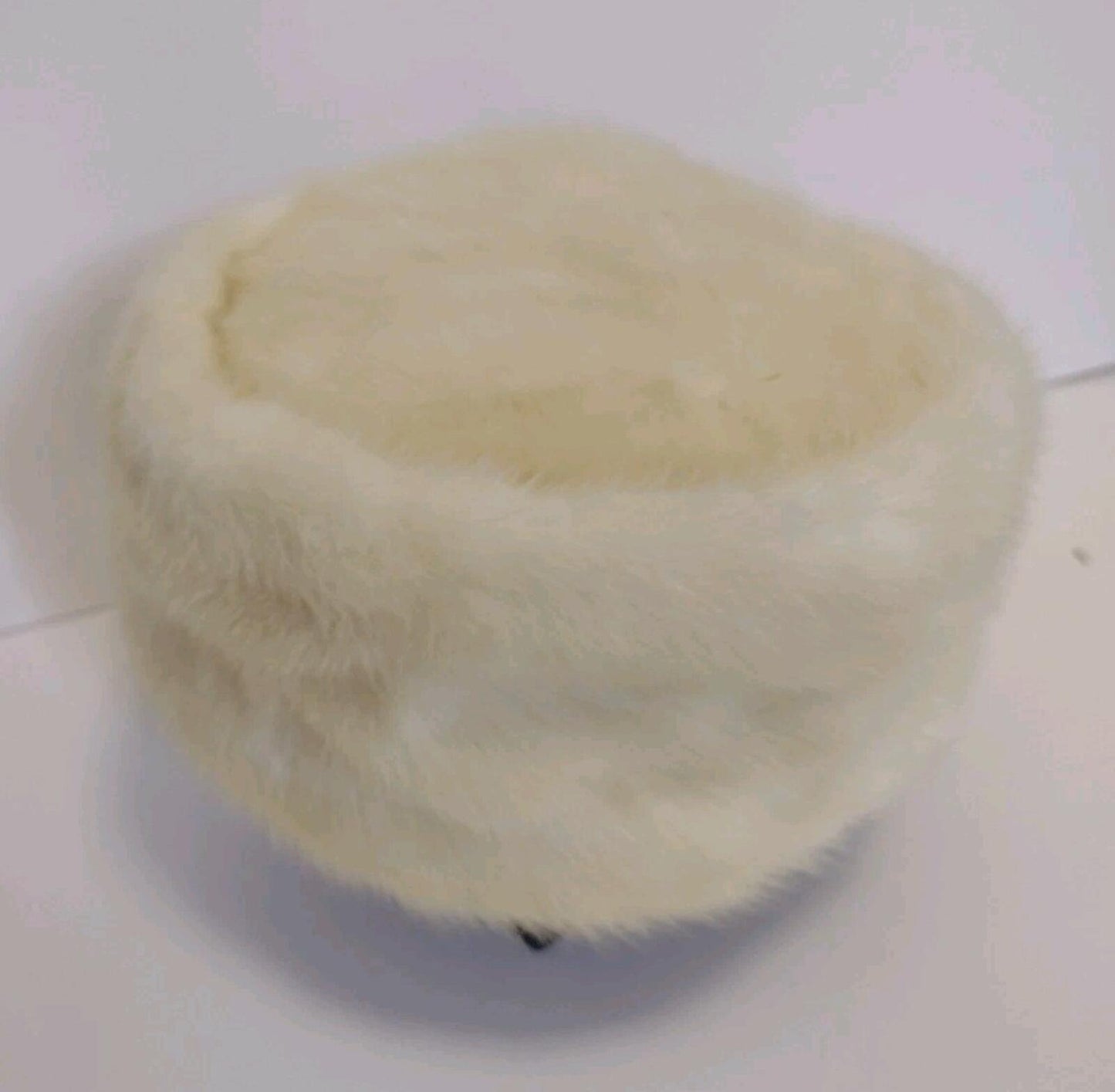 VTG Champagne Mink Pillbox Hat 50s Cream Satin Lined 20.5” Old Hollywood Glam