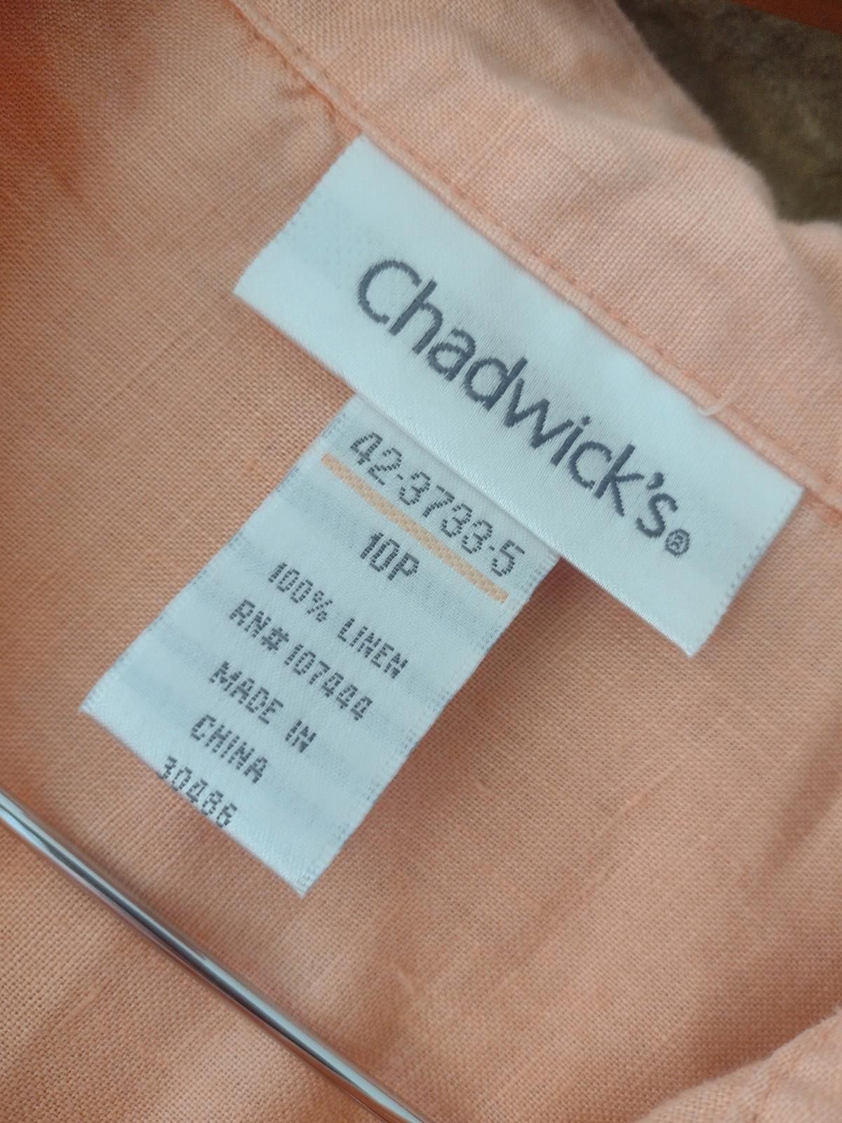 Chadwicks 100% Linen Set 10P Peach Shirt Skirt Two Piece Outfit RN107444