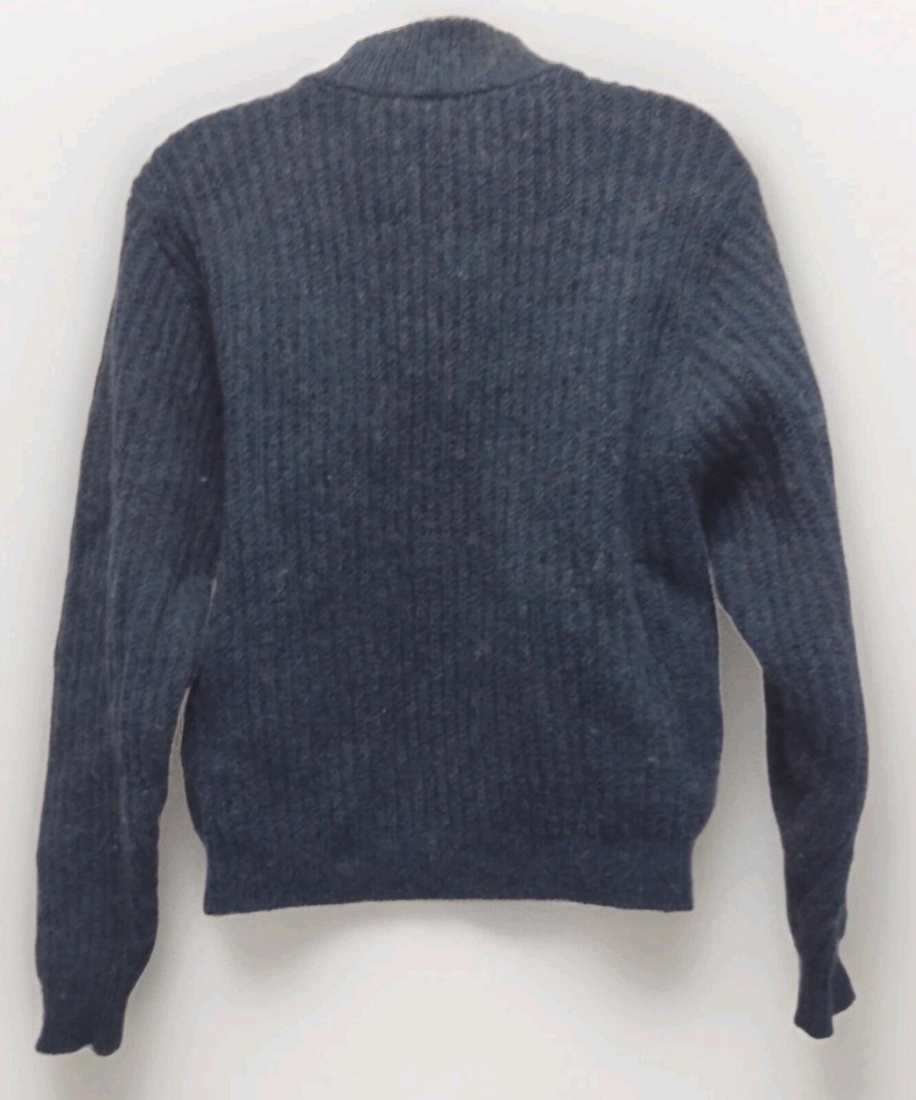 VTG 80s LL Bean USA Wool Alpaca Zip Sweater Sz Small Teal Metal Zipper, Pockets