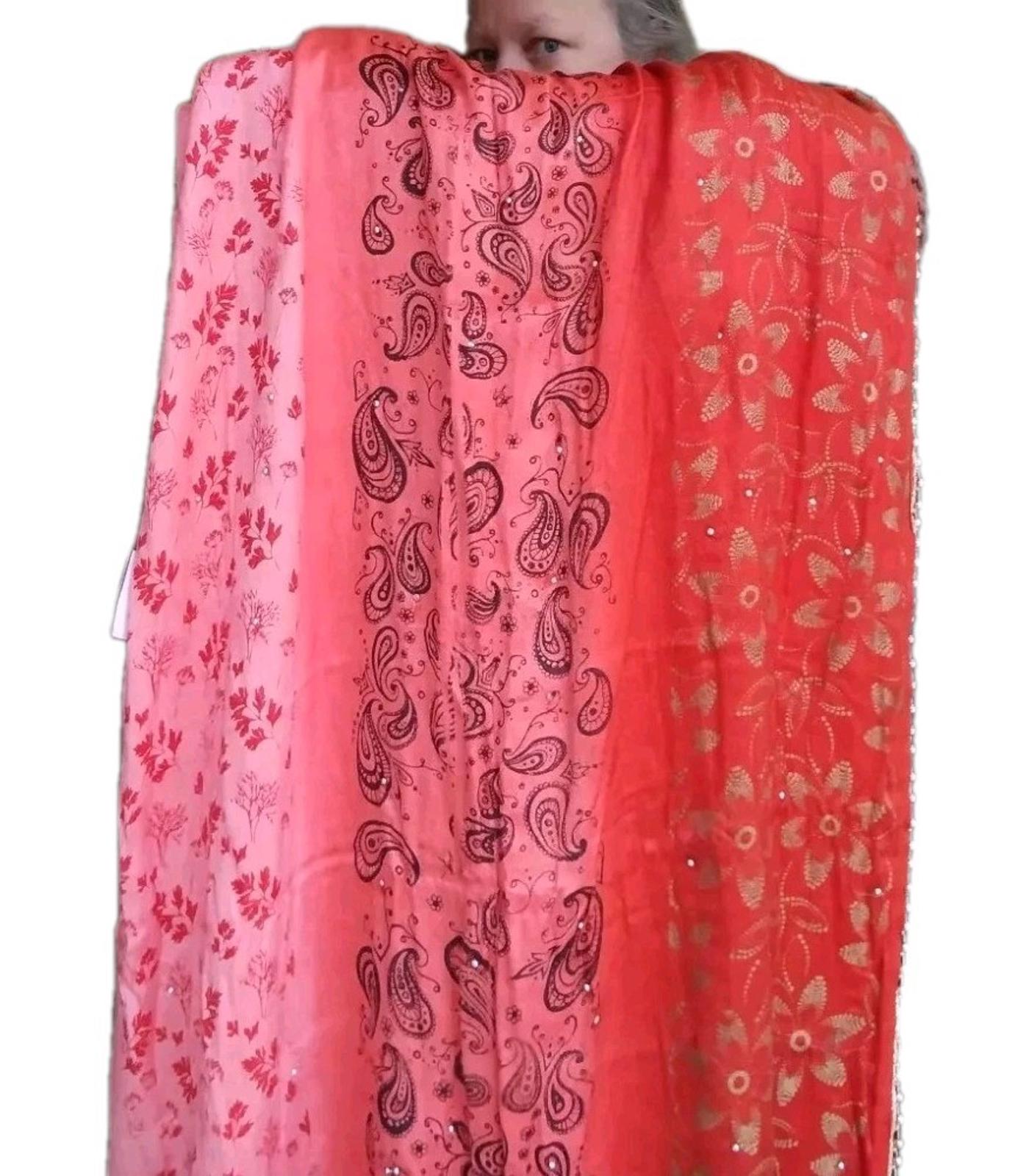 New Handmade Hand Painted Hand Embellished Hand Dyed Shawl Orange