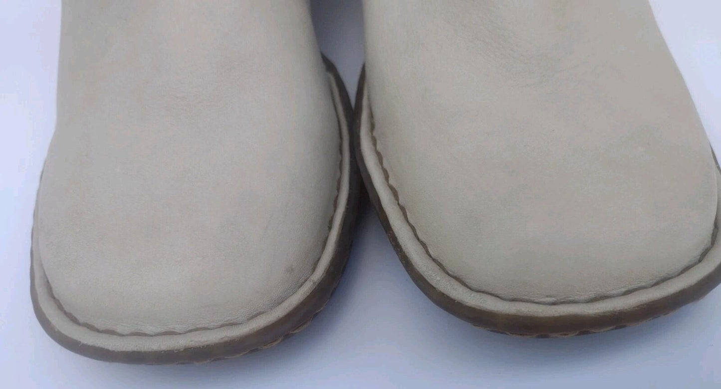 Dr Martens 11696 Tall Moto Engineer Shearling Boots Cream Leather US 10