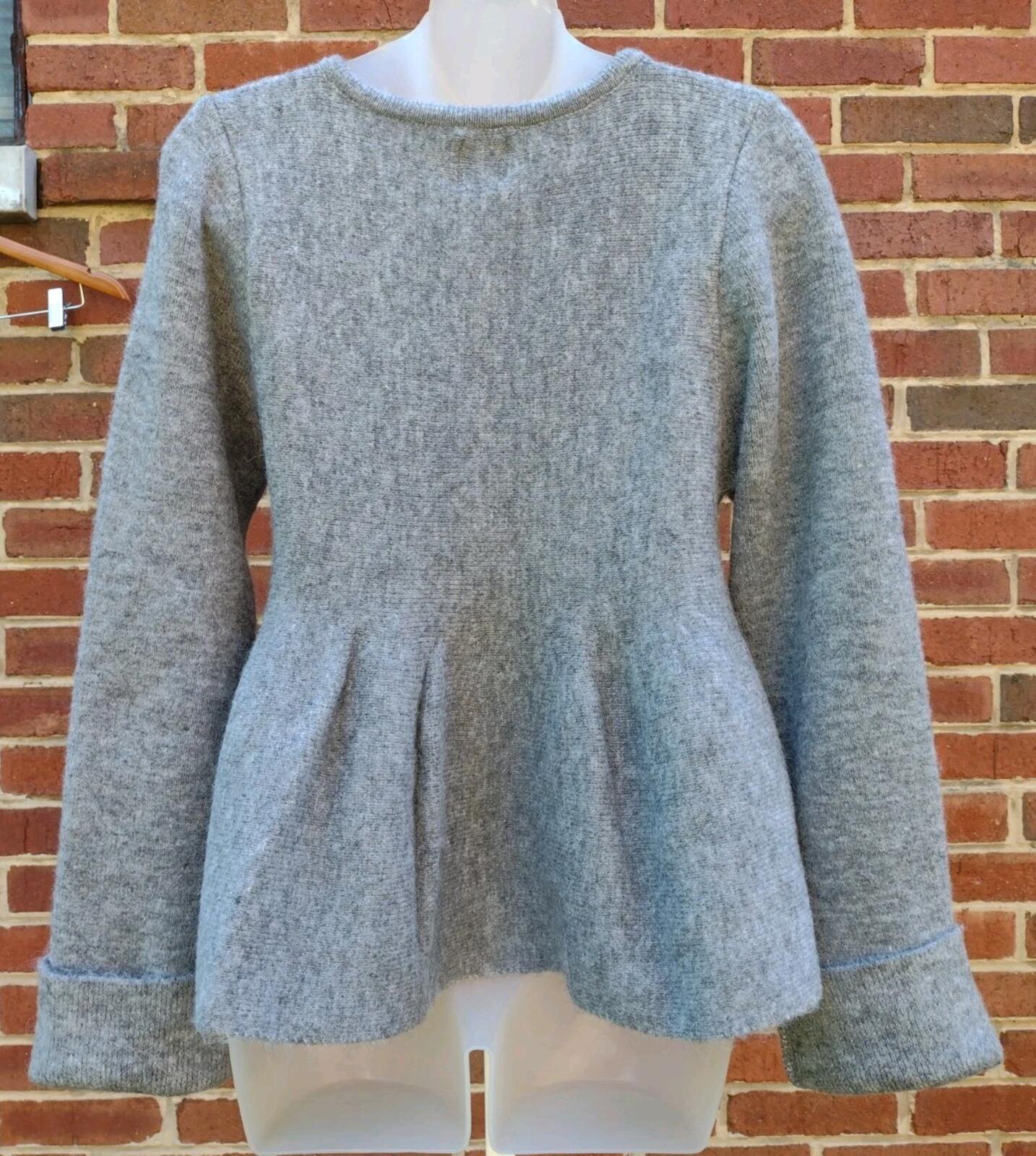 Maeve Anthropologie Gray Rhinestone Button Peplum Cardigan Sweater XS