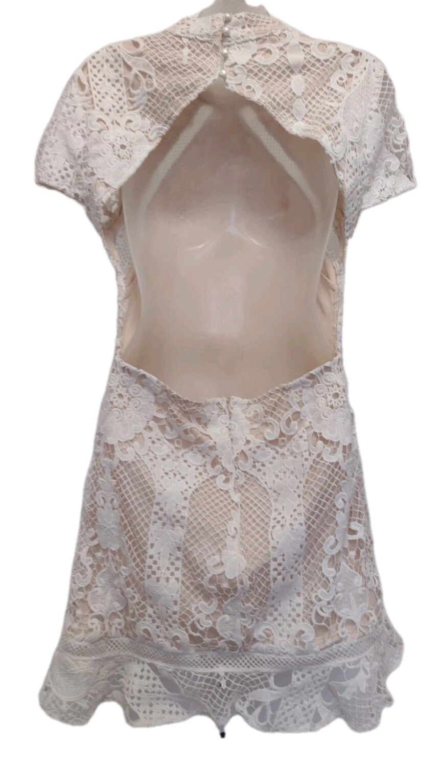 Superdown Lace Mini Dress Open Back White Bridal Cocktail Coquette Large