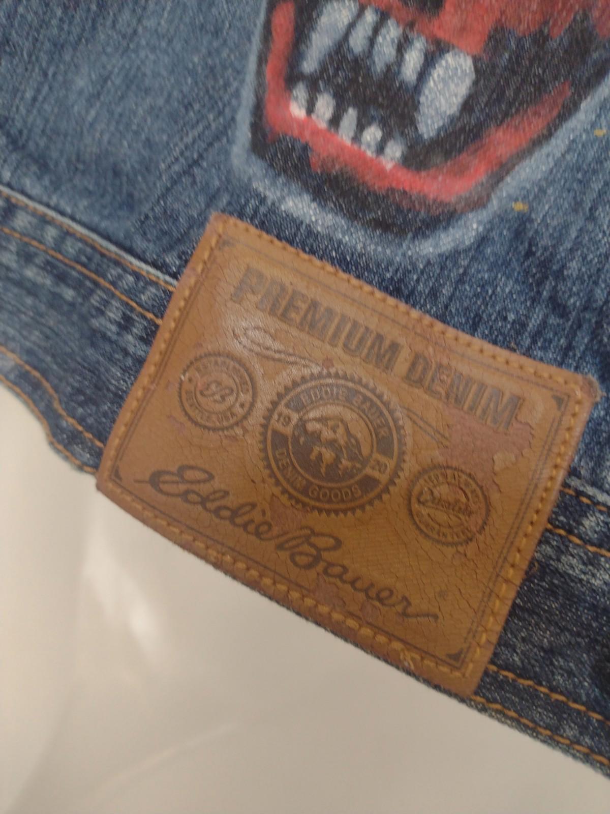 Eddie Bauer Hand Painted Hellfire Club Denim Jacket Youth 10/12 Custom Art