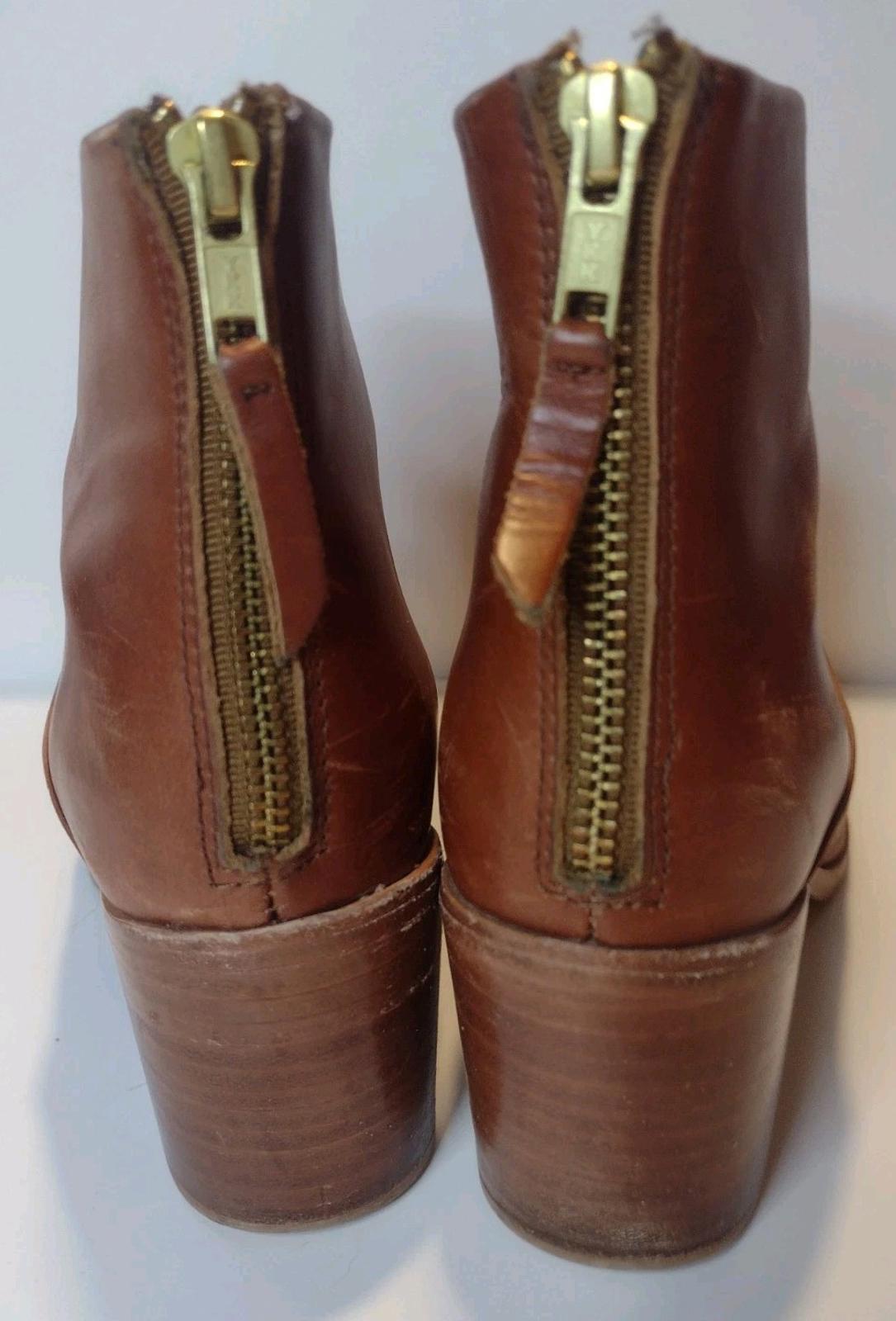 NISOLO Dari Commuter Boots Brown LeatherBlock Heel Almond Toe Ankle Women’s Sz 8