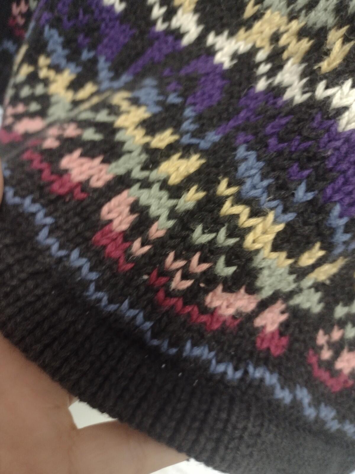 Vintage 80s Celina Yang Floral Intarsia Ramie Cotton Sweater L Hong Kong Knit