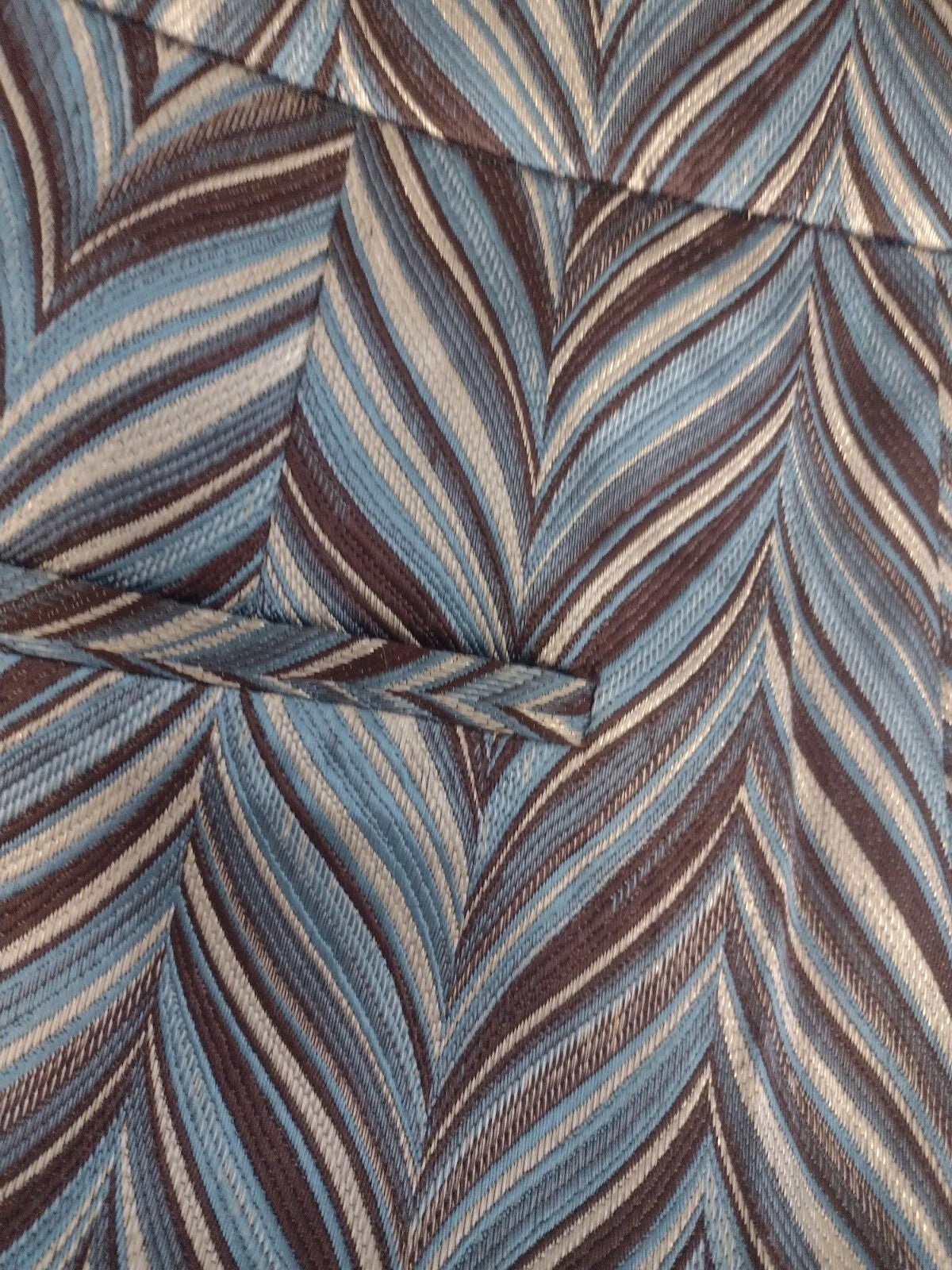 Beulah Style Cropped Ankle Pants Large Blue Brown Chevron Jacquard Career NWT