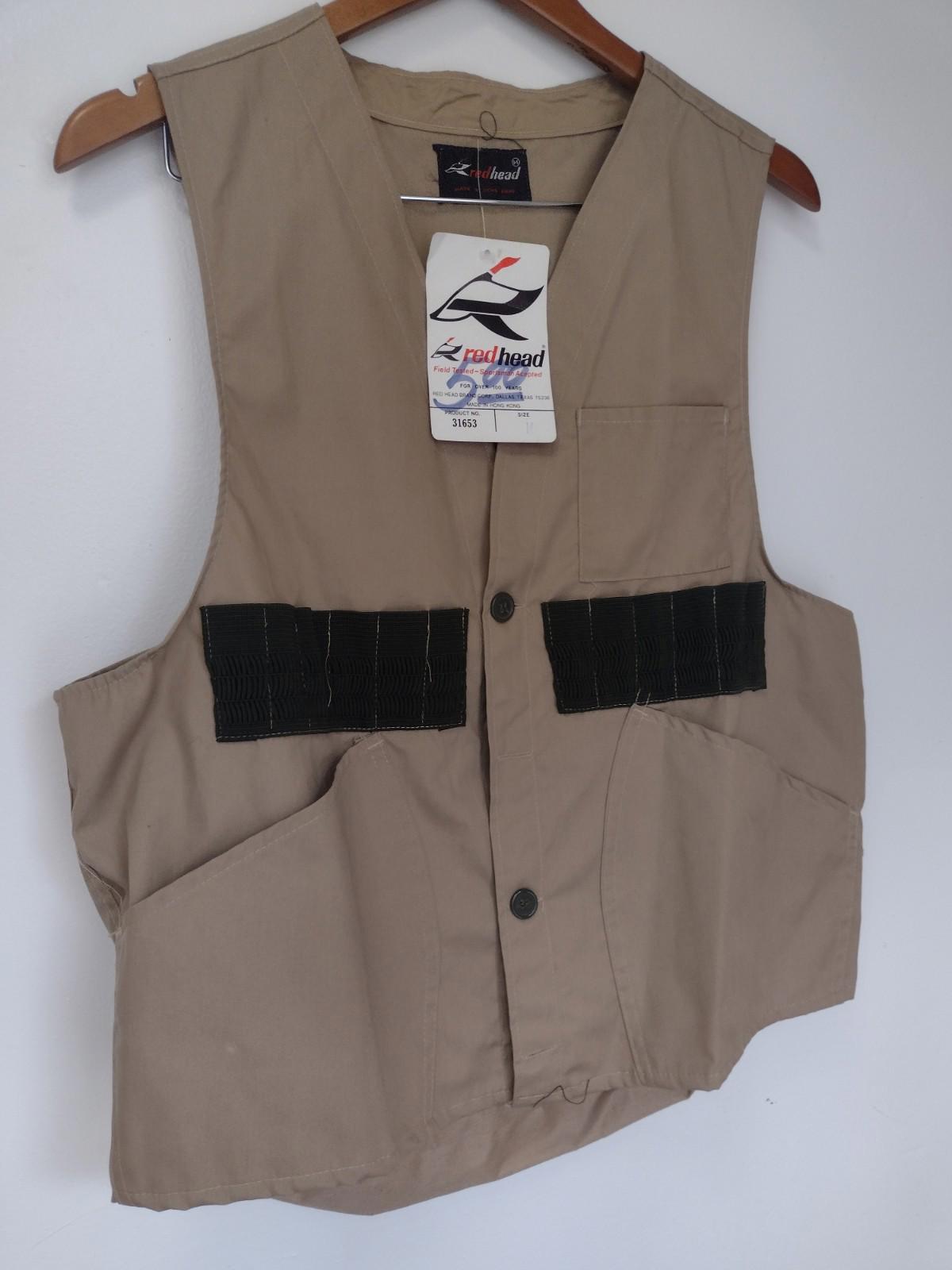 VTG 70s RedHead Game Vest M Deadstock Hong Kong Rubberized Bag Shell Loops
