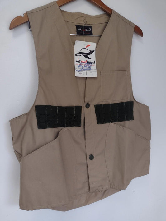 VTG 70s RedHead Game Vest M Deadstock Hong Kong Rubberized Bag Shell Loops