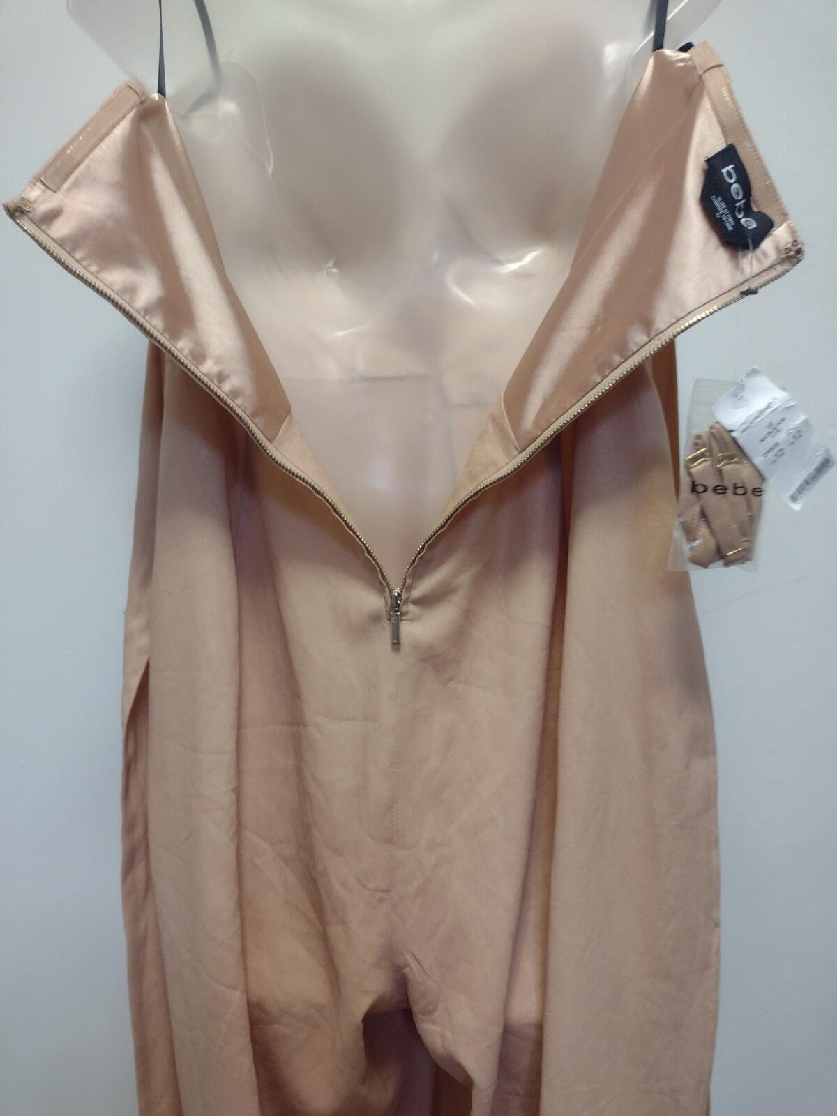 NWT bebe Natalie Foil Blush Detachable Straps Jumpsuit Tie Front / Back Waist 12