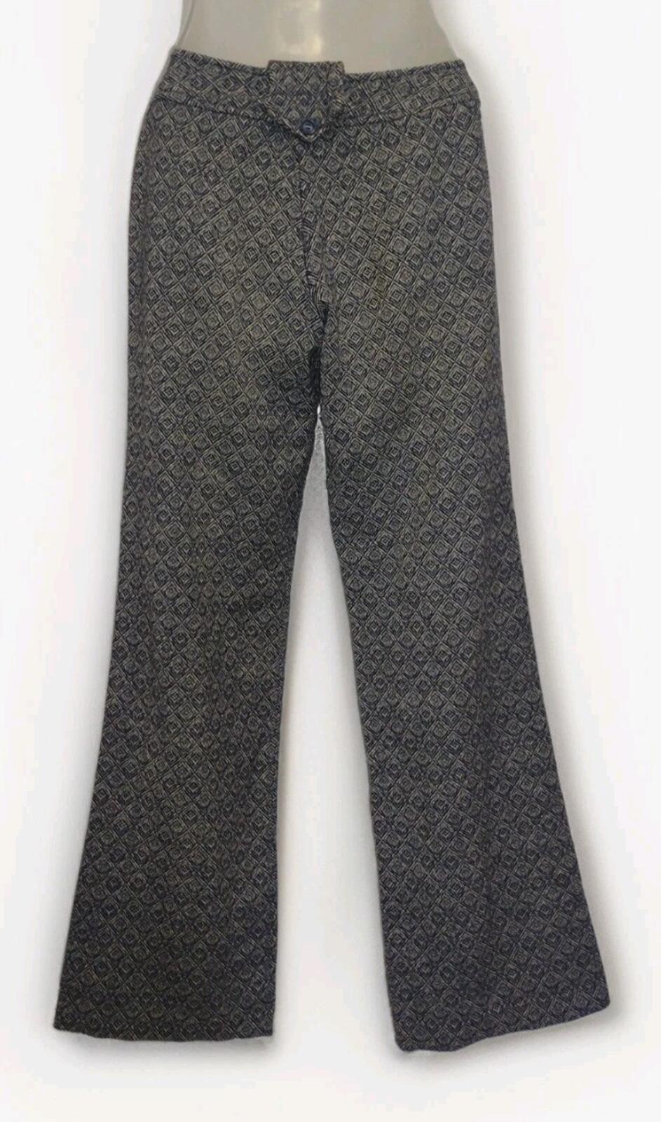Vintage 60s Mod Wool Diamond Pants Low Rise Talon Zip Charcoal Bone Geometric