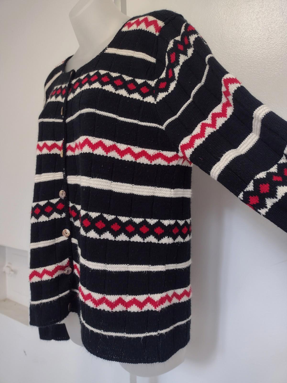 Vintage 1980s Reba Rose Cardigan Sweater – Made in USAClassic Sz XL