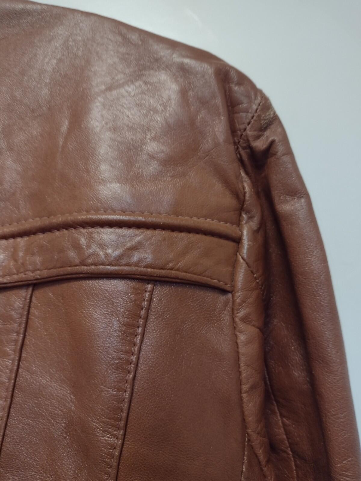 Vintage 70s Bernardo Mexico Leather Jacket 46 Cognac Brown Western Style