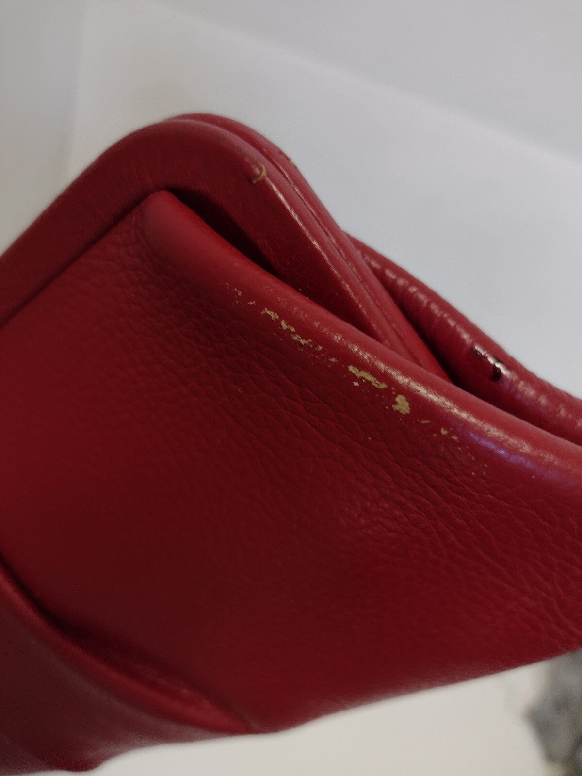 Vintage Red Pebbled Leather Clutch Purse Envelope Handbag Falcon Zip Classic