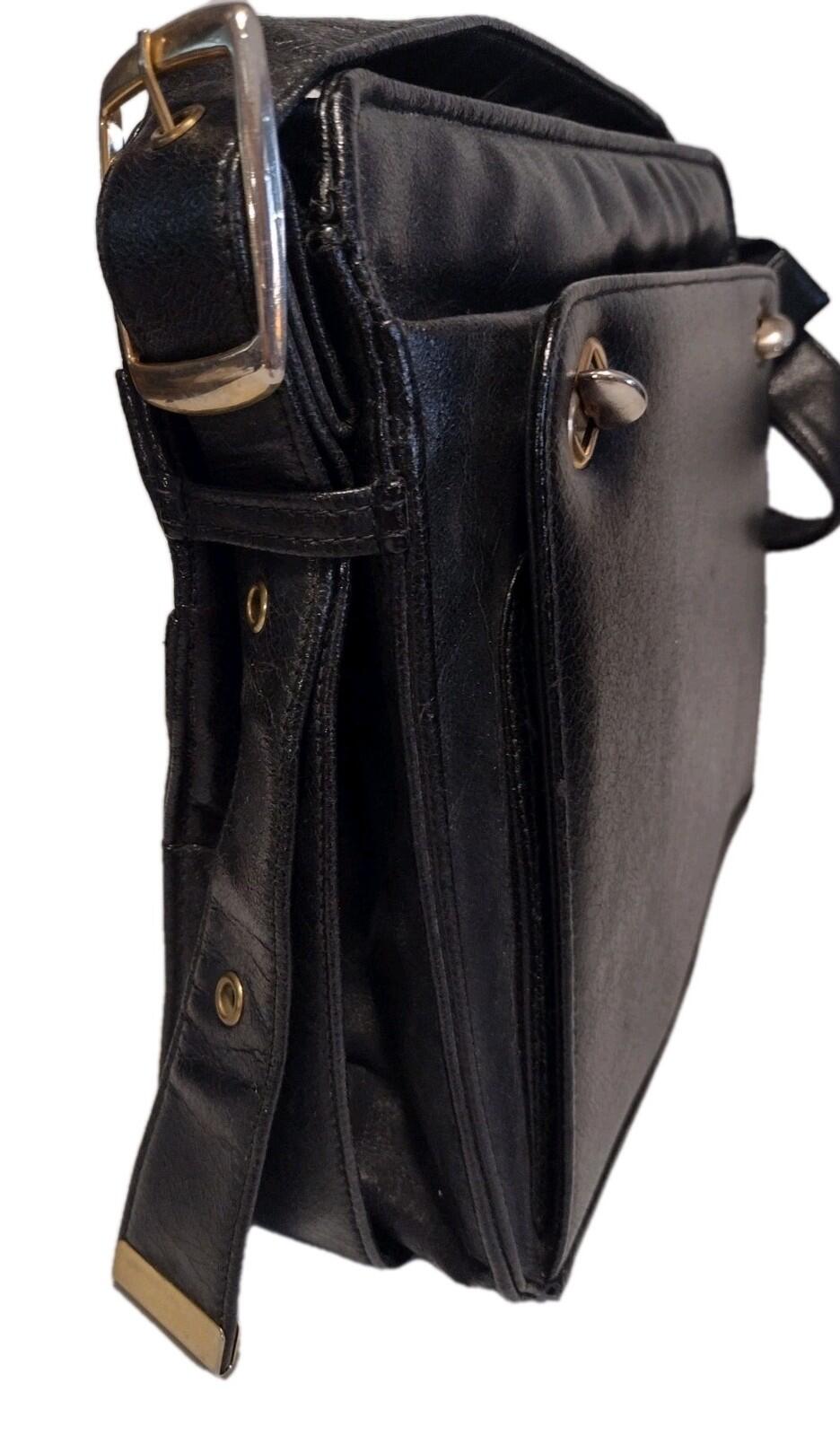 Vintage 60s Theodor Black Leather Shoulder Bag With Foldout Organizer