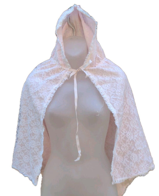 VTG Rare 80s Martha's Miniatures White Lace Hooded Cape Girls Size 6 Never Worn