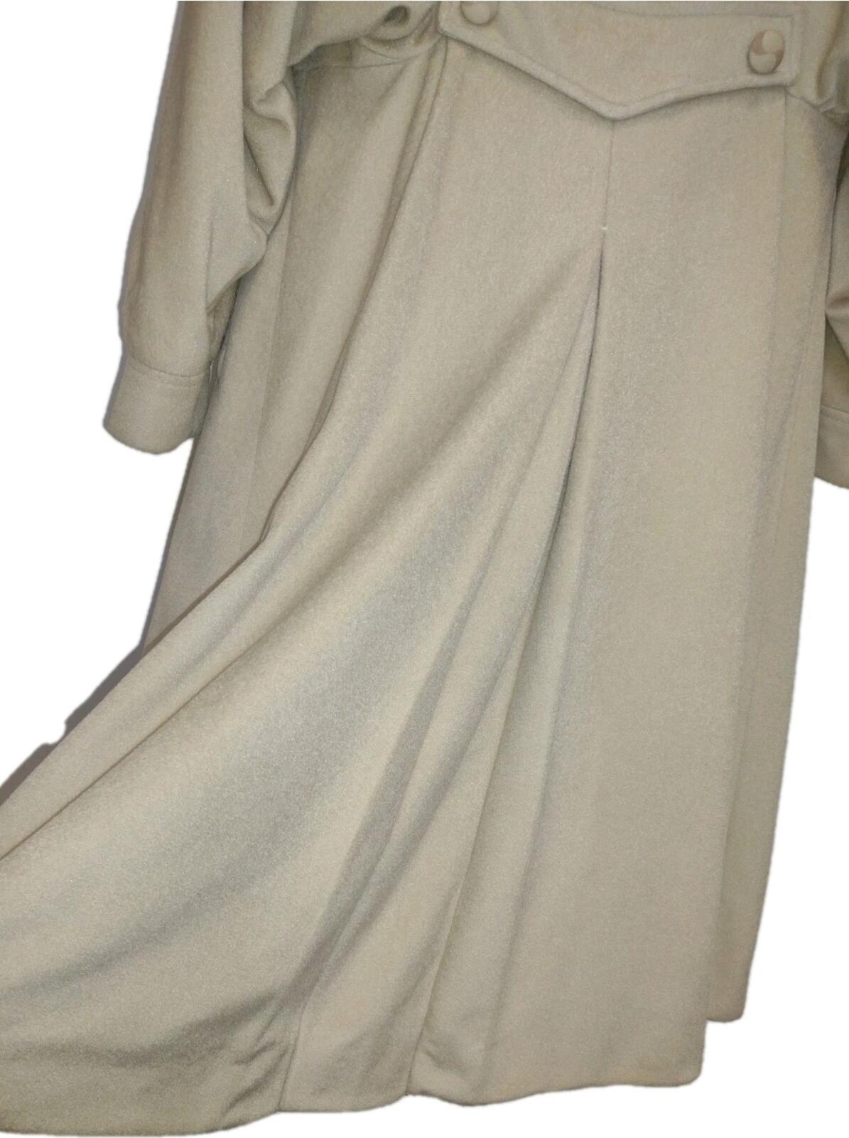 VTG 50s Youthcraft Beige Cashmere Blend Coat Fox Fur Collar Double Breasted Sz S