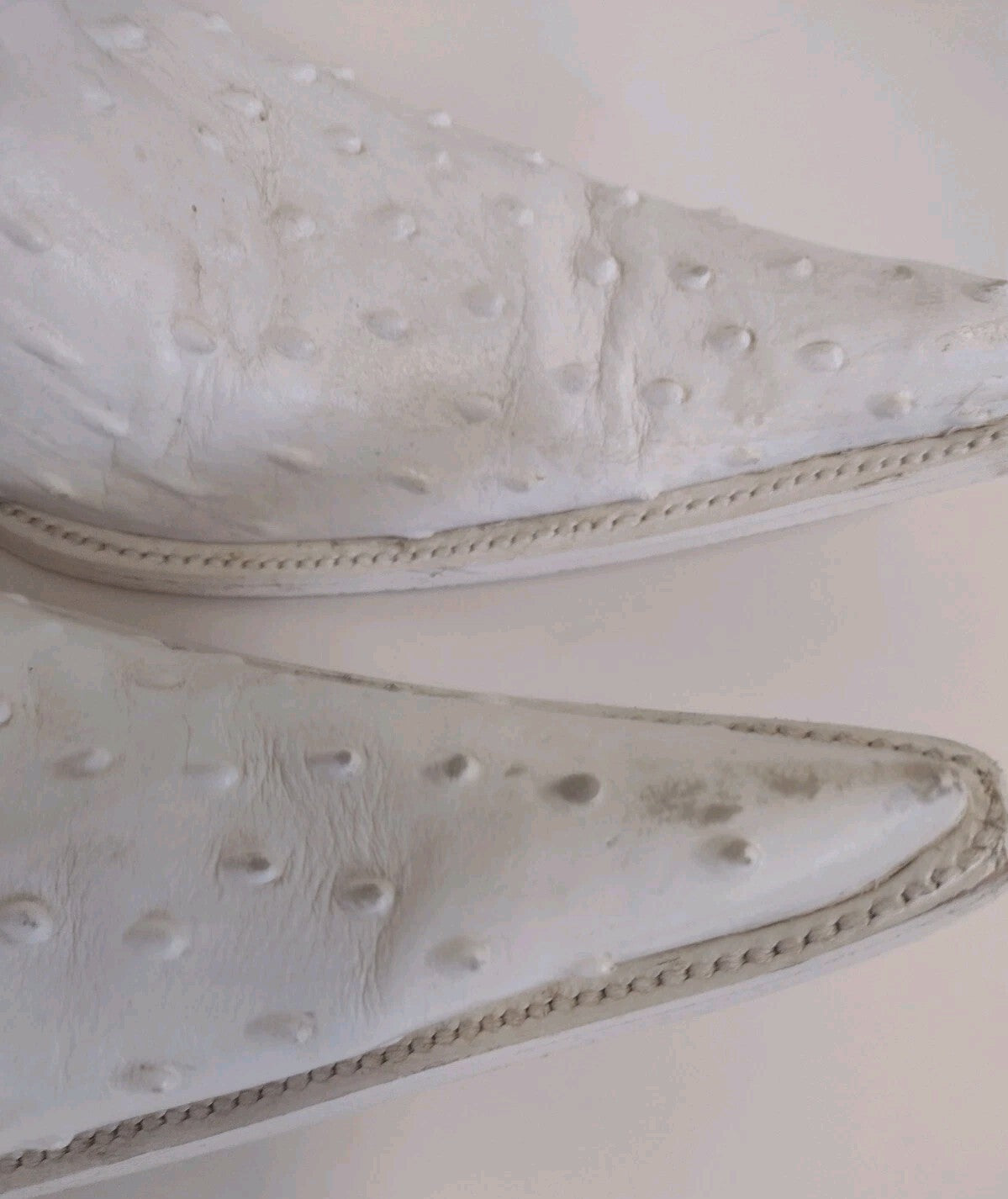 Vintage El General White Ostrich Cowboy Boots Eagle Snip Toe Western US 12