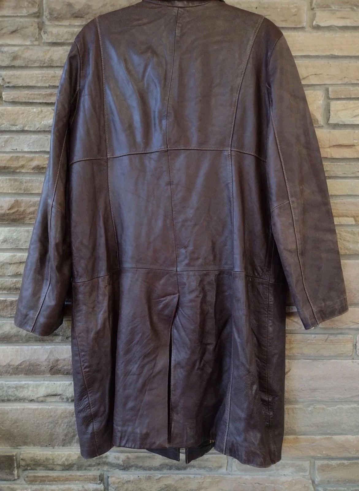 Pelle Studio Brown Leather Button Up Mid Length Trench Jacket Thinsulate Sz XL