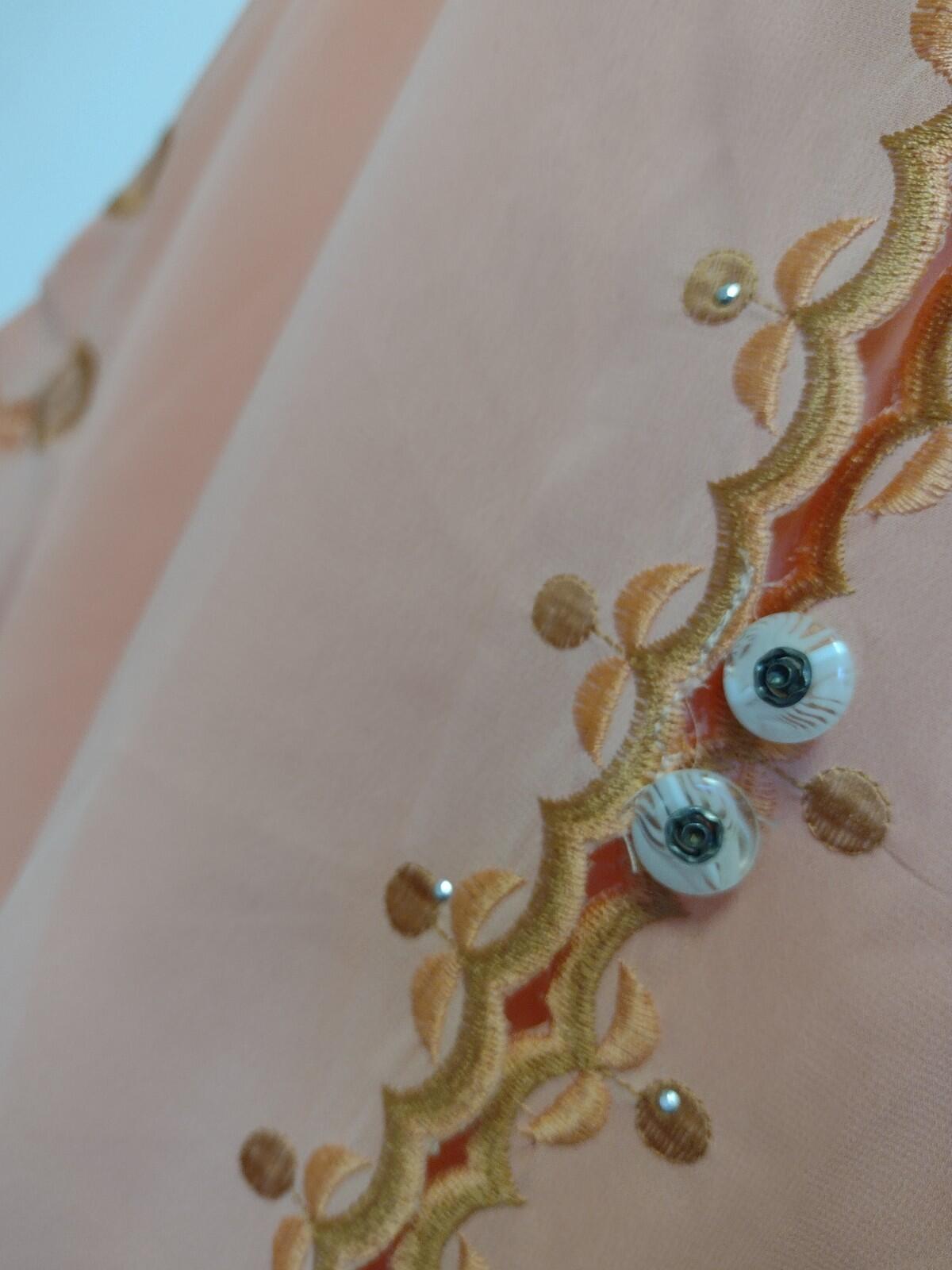 Lai Man Fashion Peach Embroidered Chiffon Tunic Dress Set XXL NWT Beaded