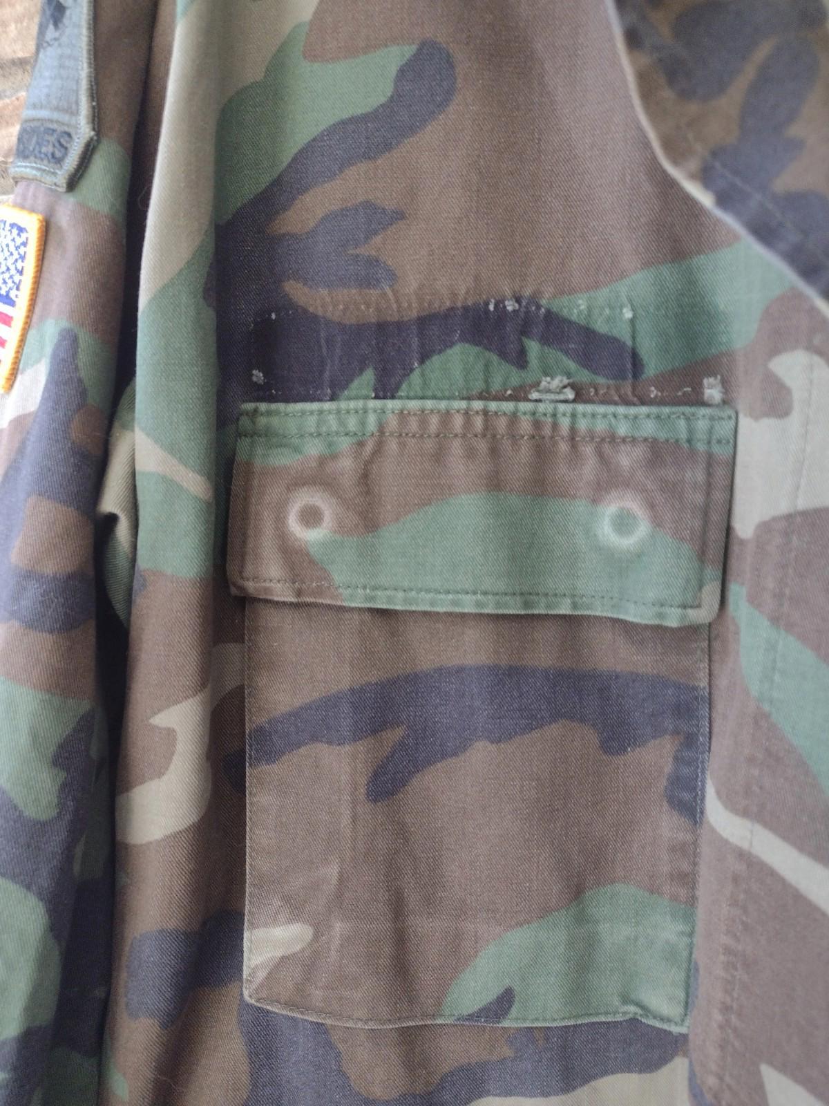 Vintage 80s U.S. Army Camo Jacket 1st Armored Division W ‘Old Ironsides’ Patches