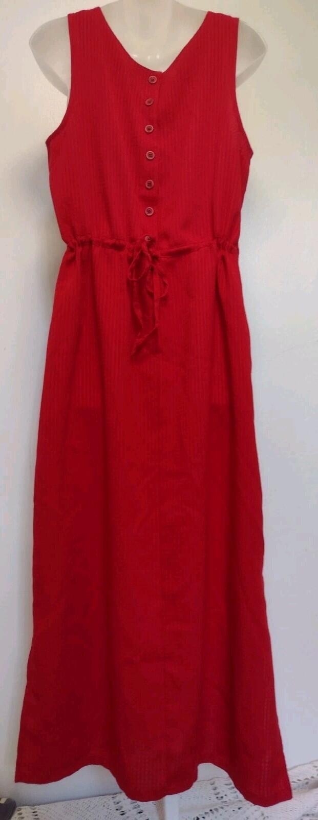 Melissa Harper Red Textured Sleeveless Dress Size 10 Button Back Pockets