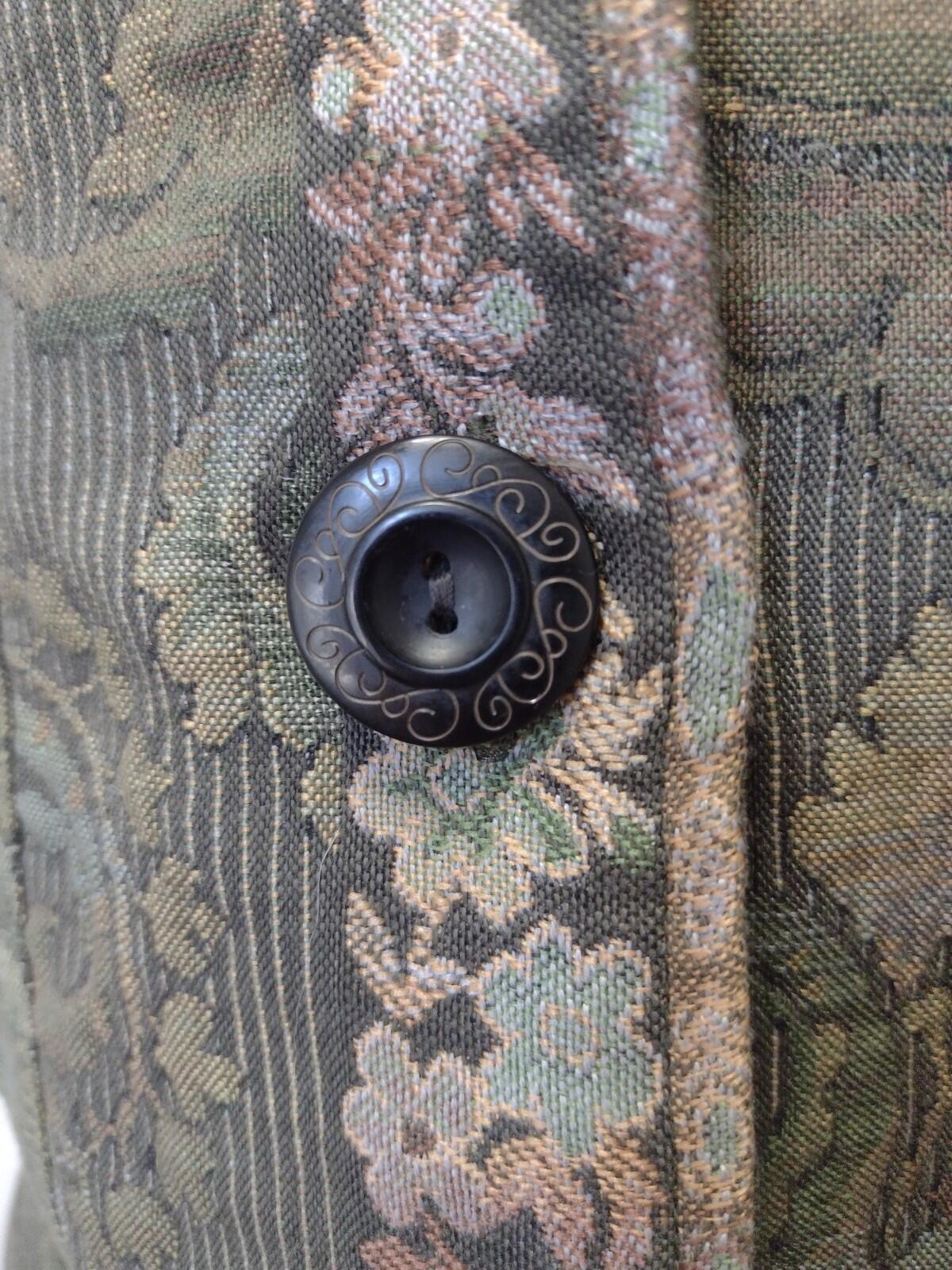 Vintage Koret Tapestry Jacket XL Floral Jacquard Earth Tones Mandarin Collar